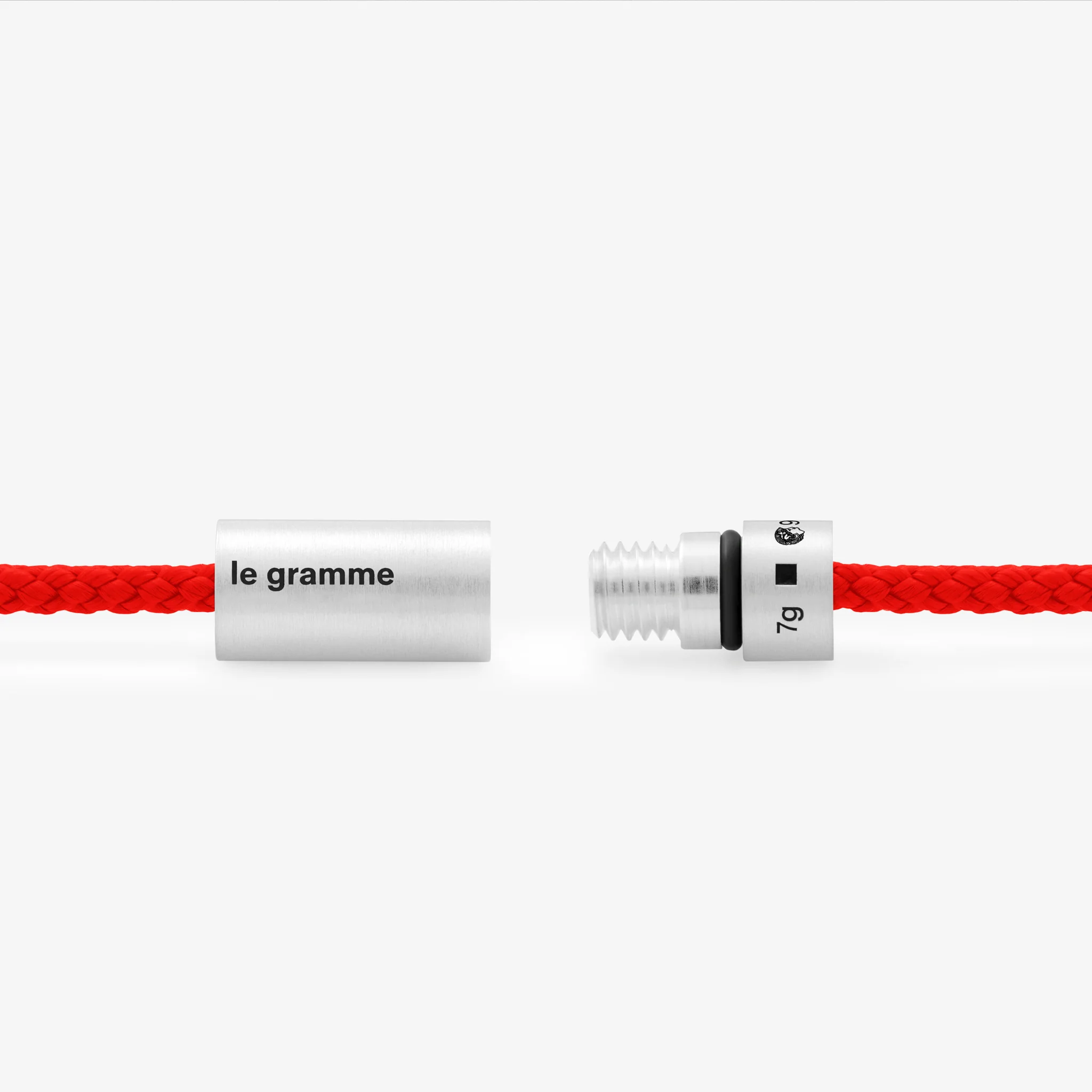 7g Brushed Sterling Silver & Red Polyester Nato Cable Bracelet - Image 2