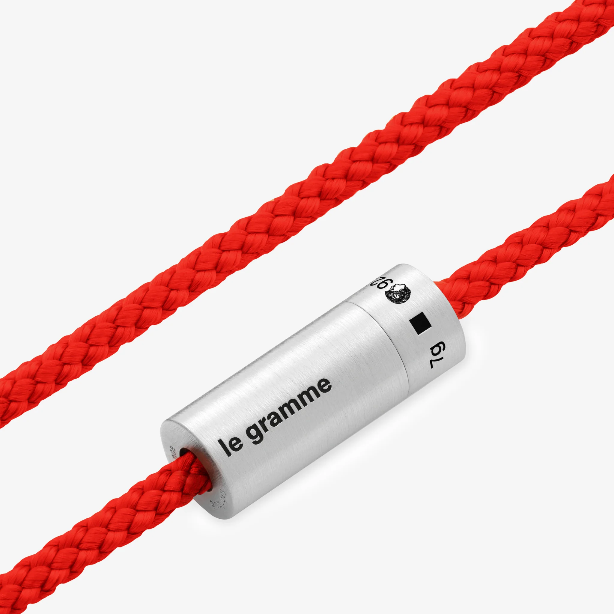 7g Brushed Sterling Silver & Red Polyester Nato Cable Bracelet - Image 3