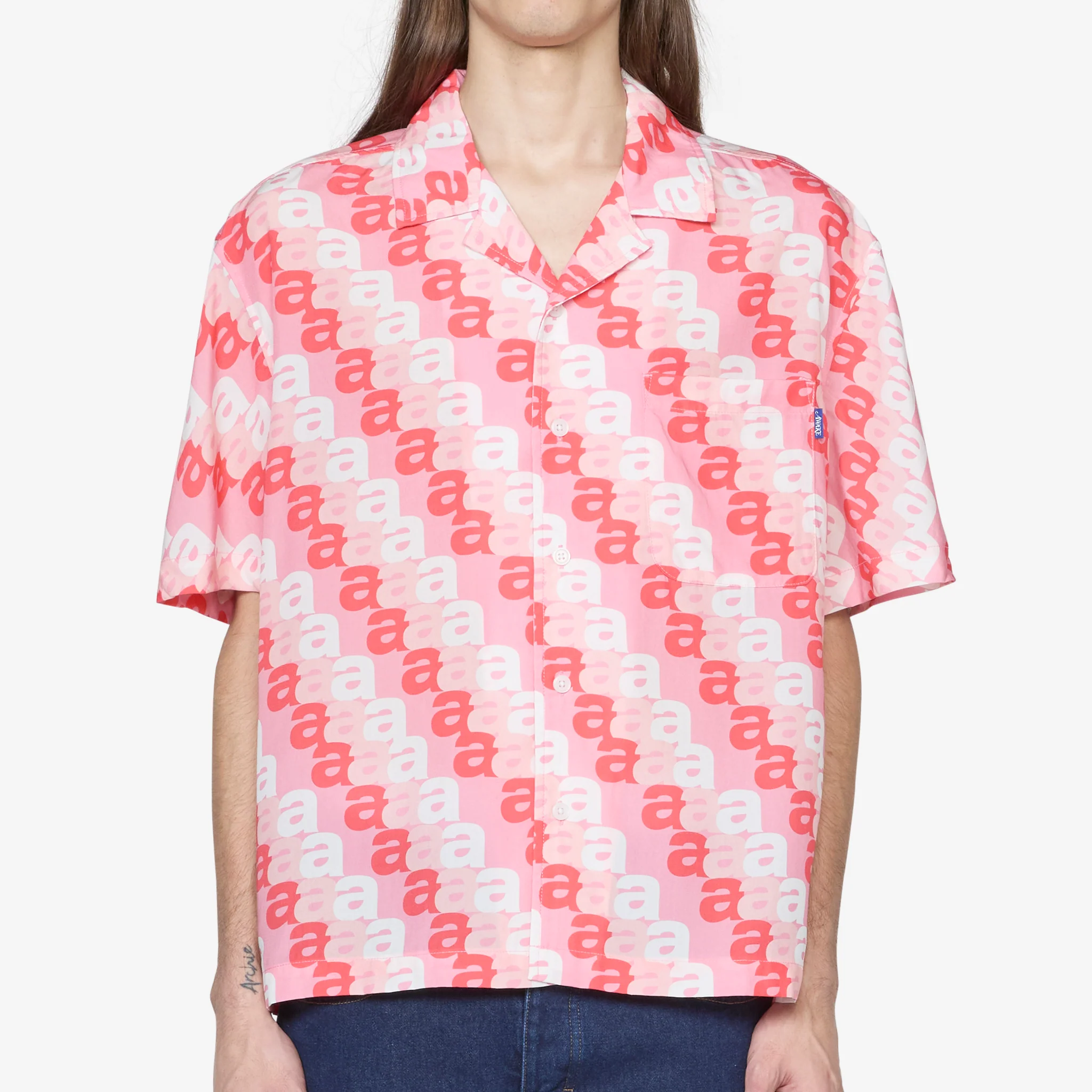 A Print Camp Shirt Pink - Image 3