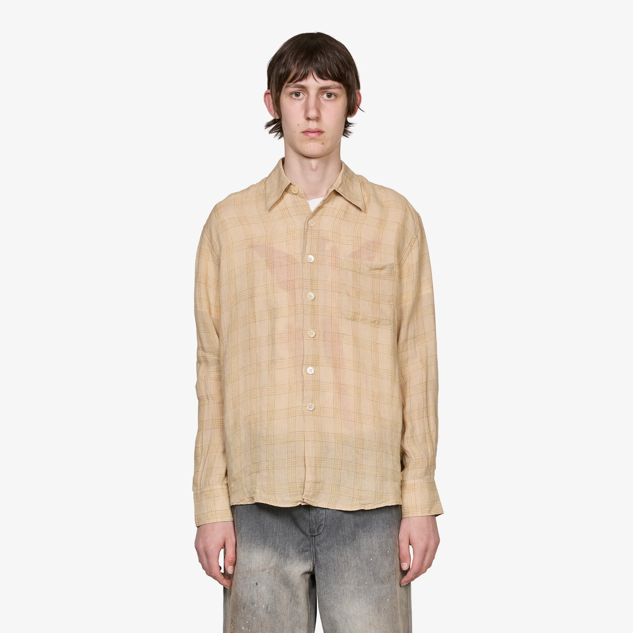 Above Shirt Vacay Check Gauze Linen