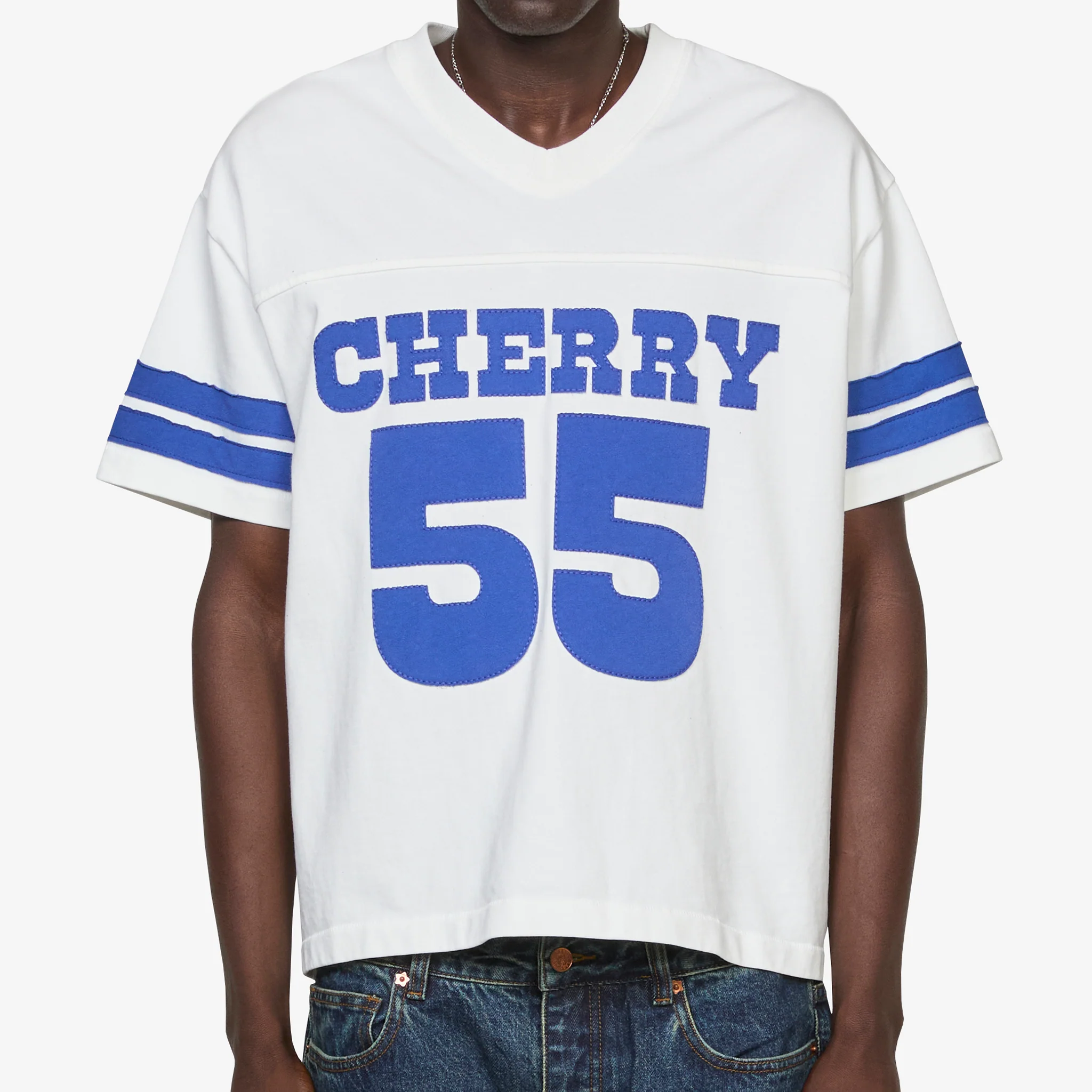 Applique Football Jersey Vintage White - Image 4