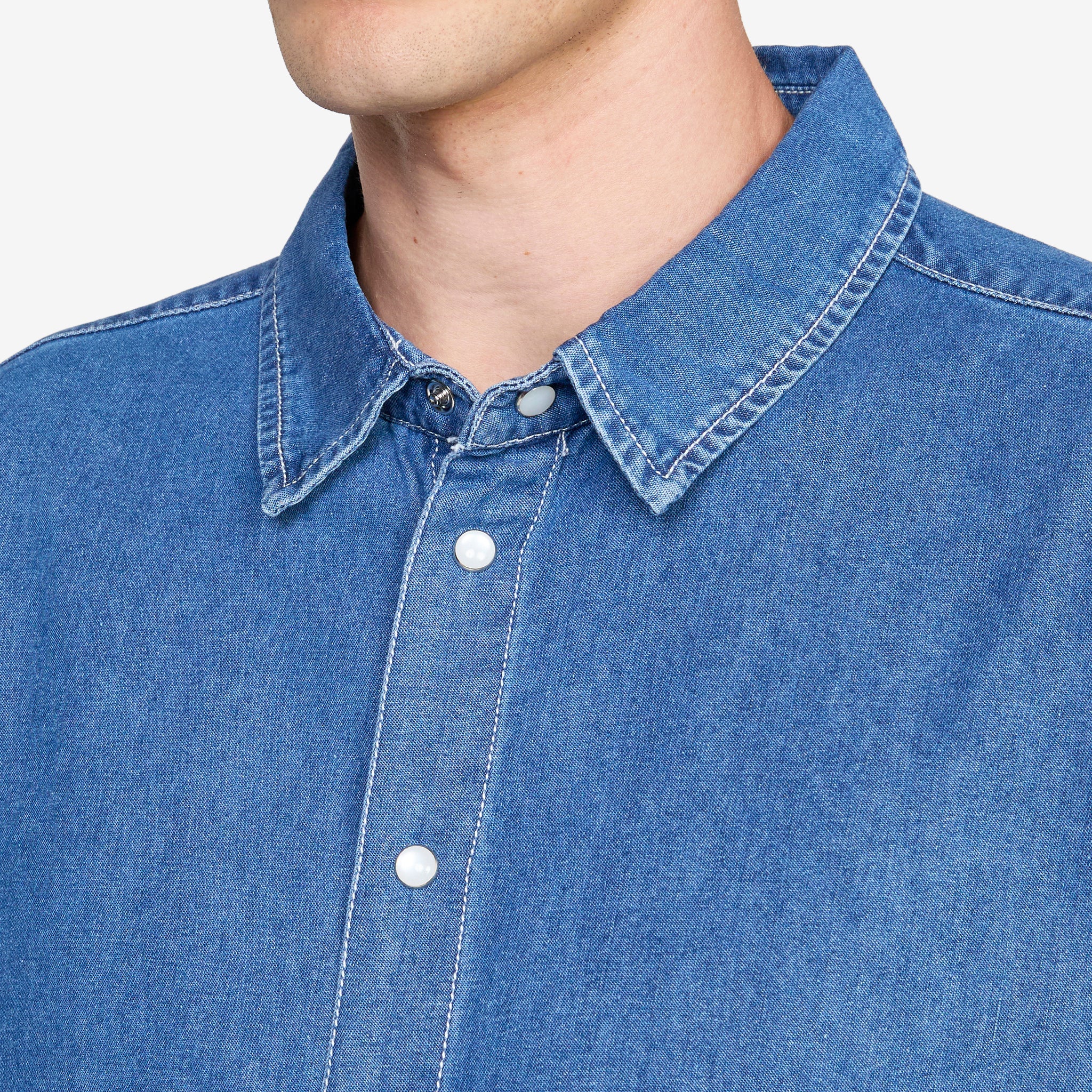 Applique Logo Denim Shirt Rinsed Denim - Image 4