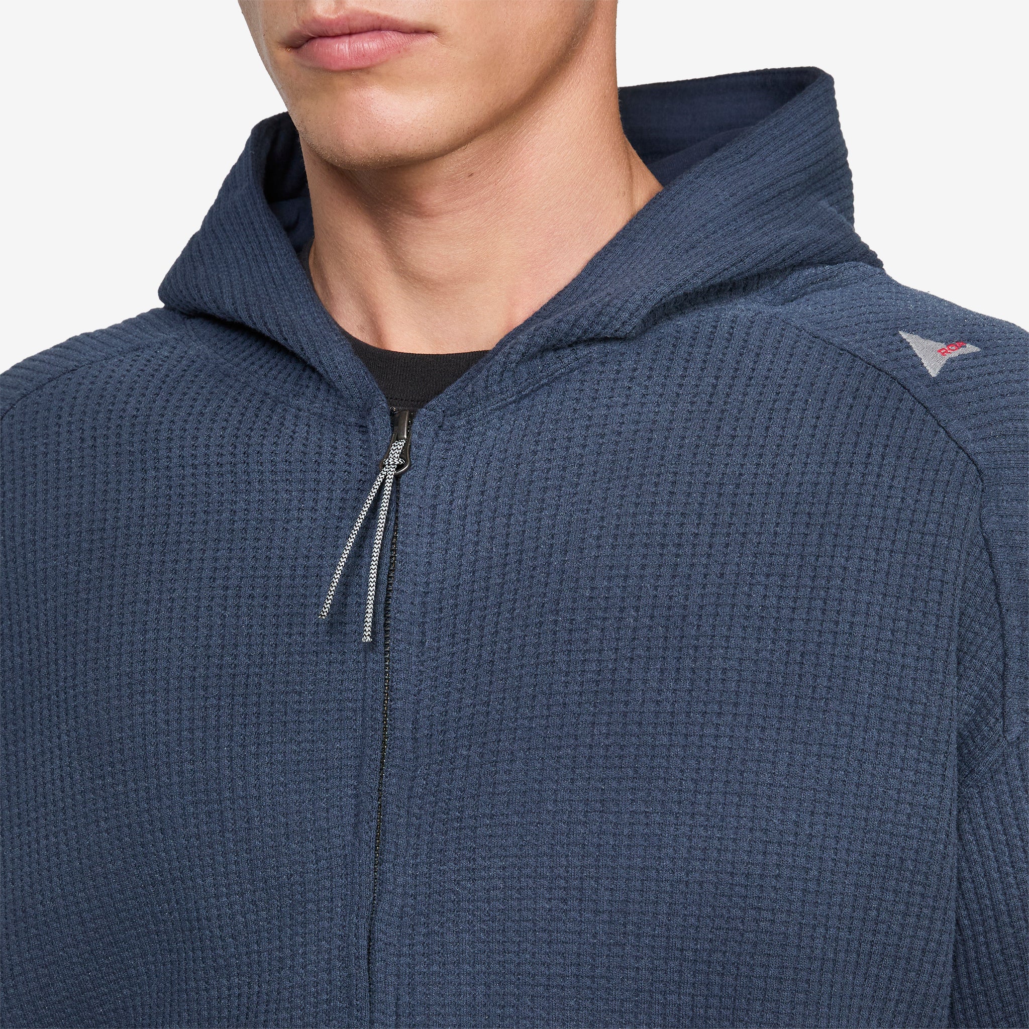 Bee Sun Faded Organic Waffle Zip Up Hoodie Navy - Image 2