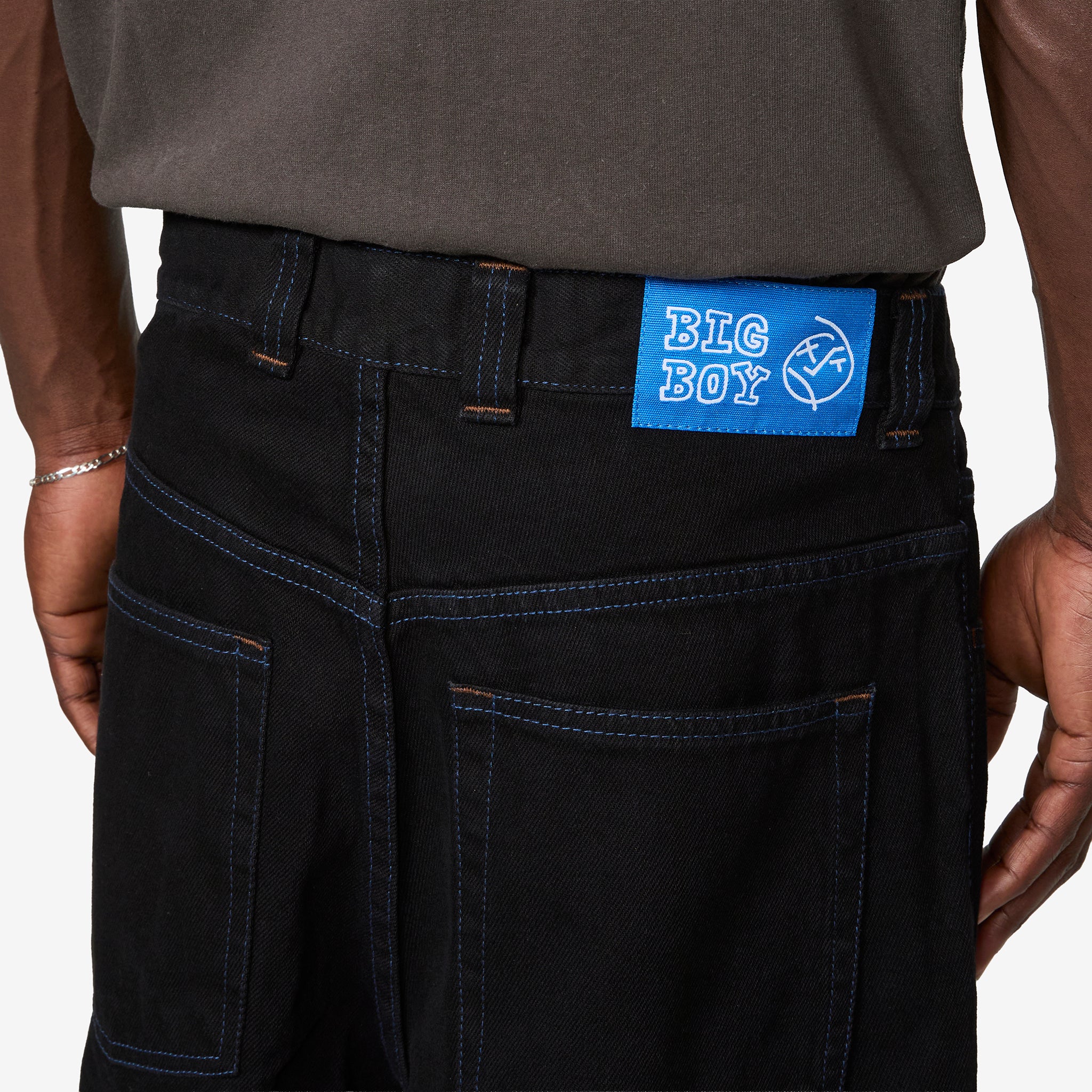 Big Boy Pants Black | Blue Stitching - Image 2