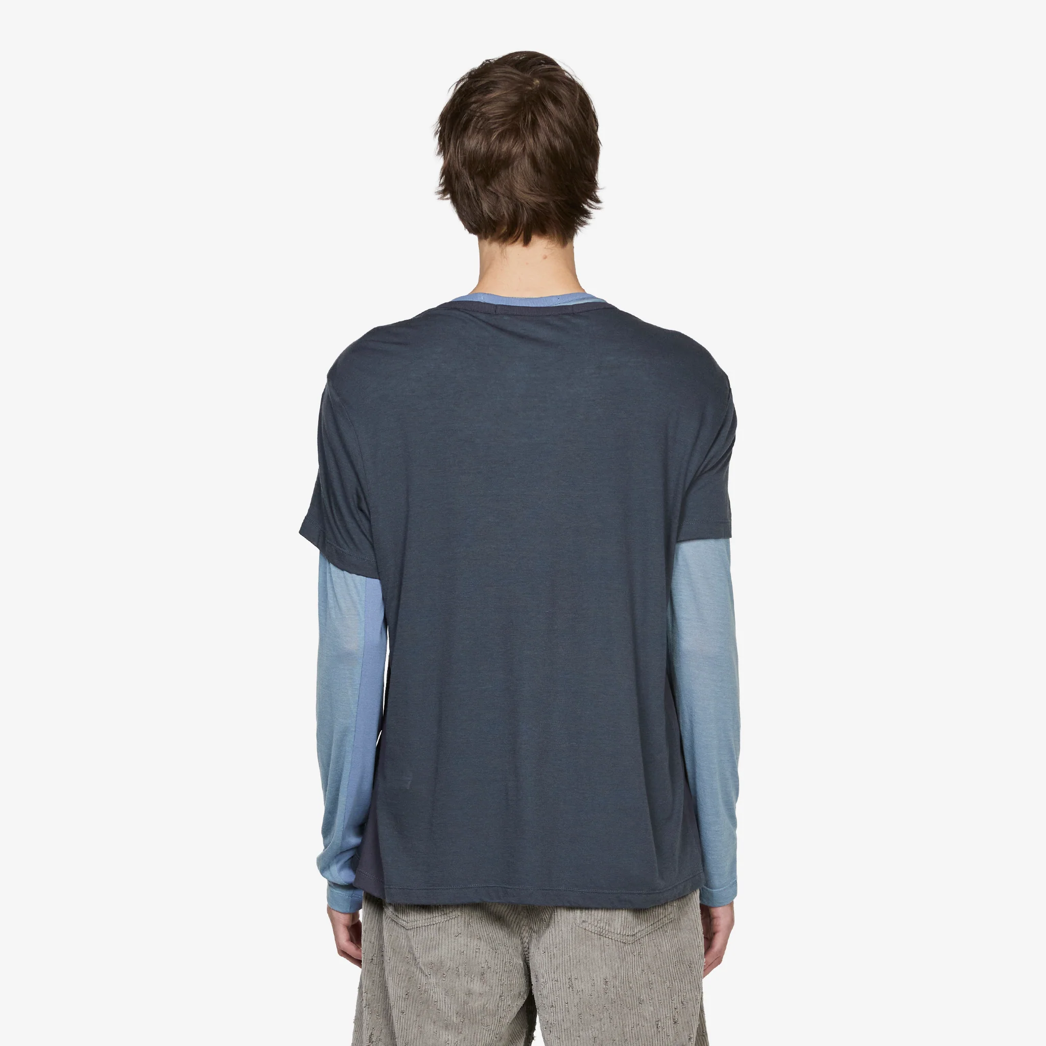 Brad Wool Layered T-Shirt Asphalt | Slate Blue - Image 3
