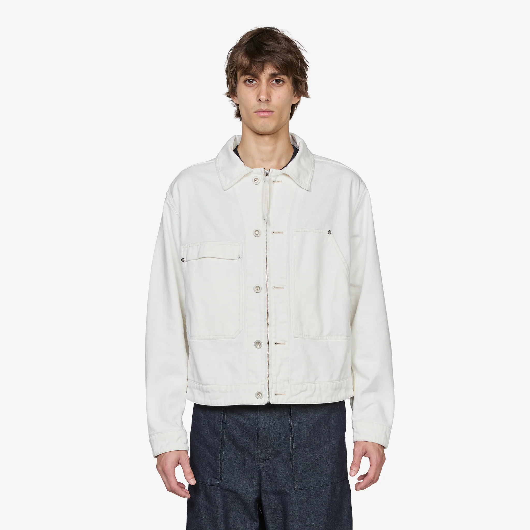 Bull Denim Zip Jacket Gauze White