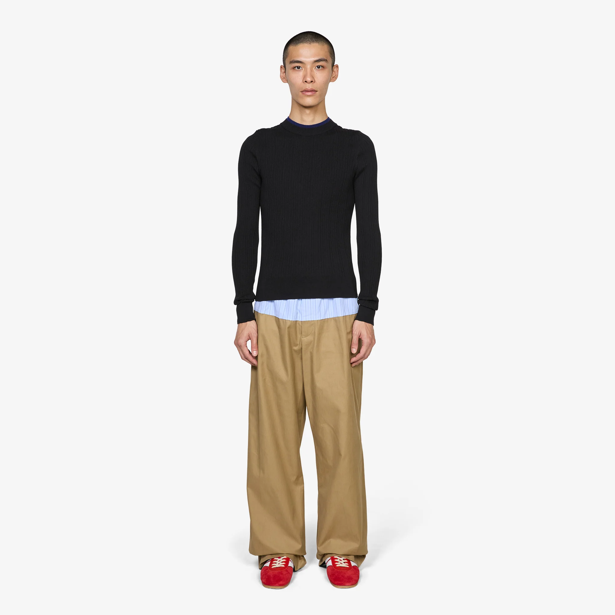 Contrast Waist Pants Camel - Image 4