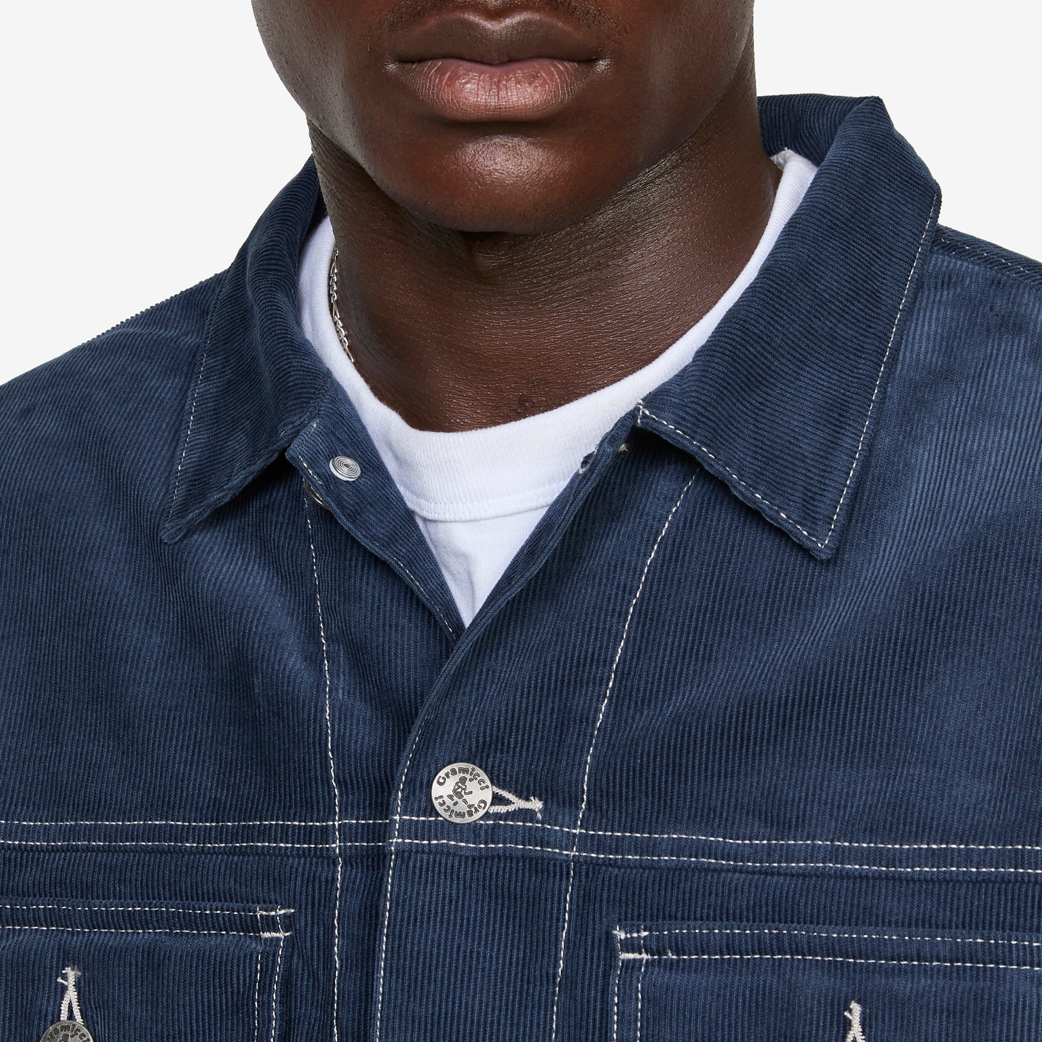 Corduroy Trucker Jacket Navy - Image 2