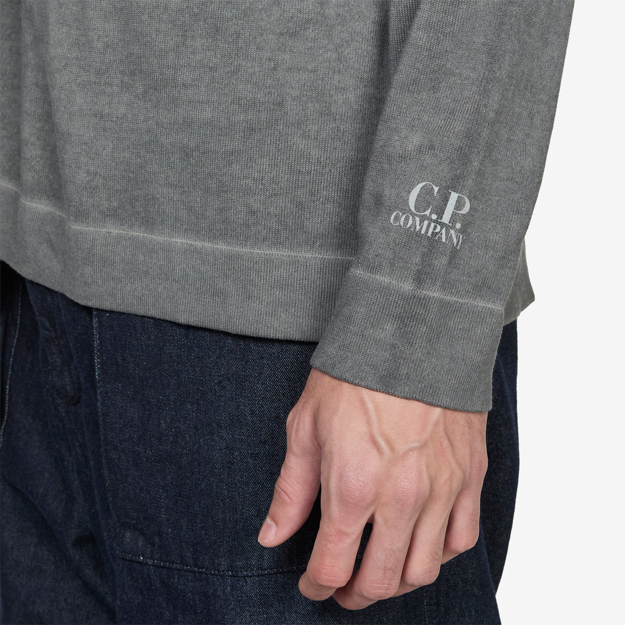 Cotton Crepe Double Dyed Crewneck Sweater Gunmetal - Image 2