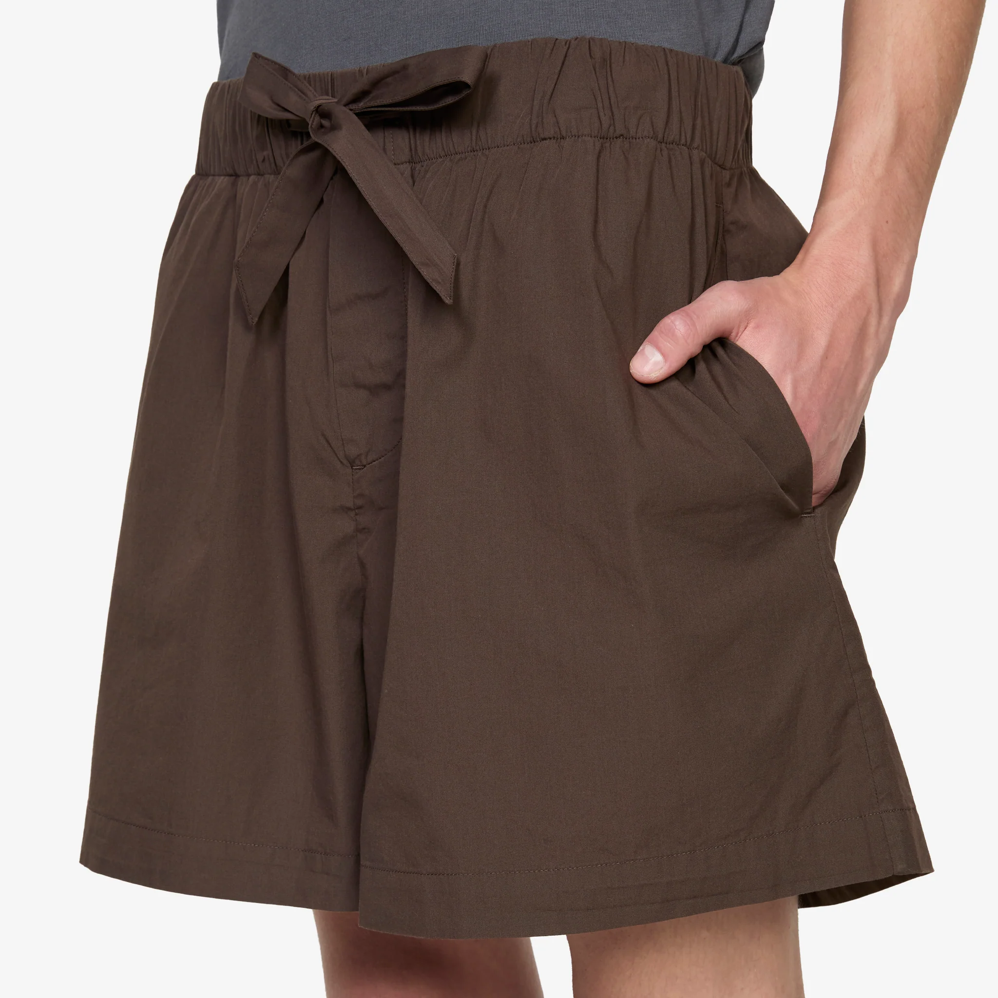 Cotton Poplin Pyjama Shorts Coffee - Image 4