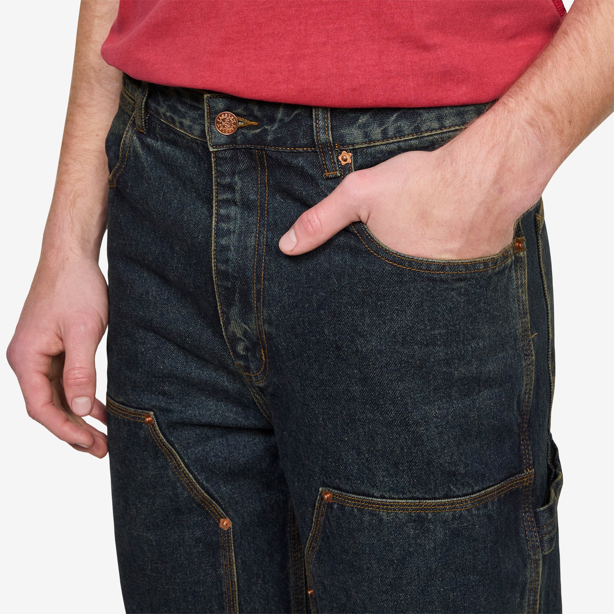 Double Knee Carpenter Pant Dirty Indigo - Image 2