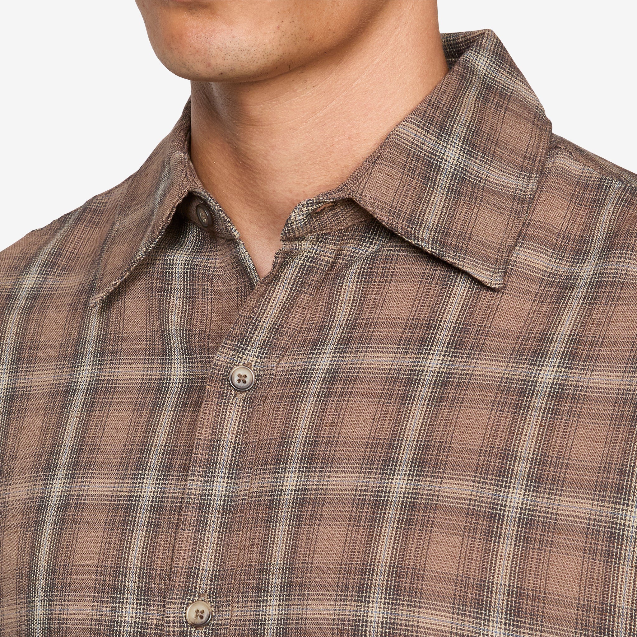 Drop Short Sleeve Shirt Brown Check - Image 4