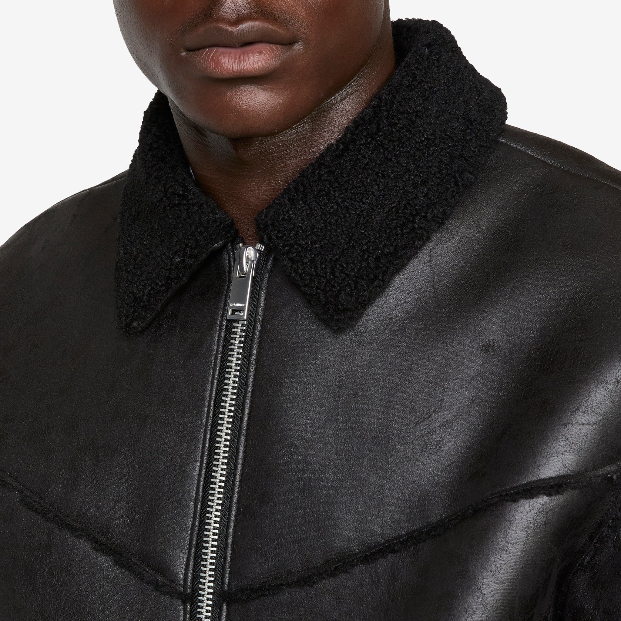 Faux Shearling Boxy Jacket Black - Image 2