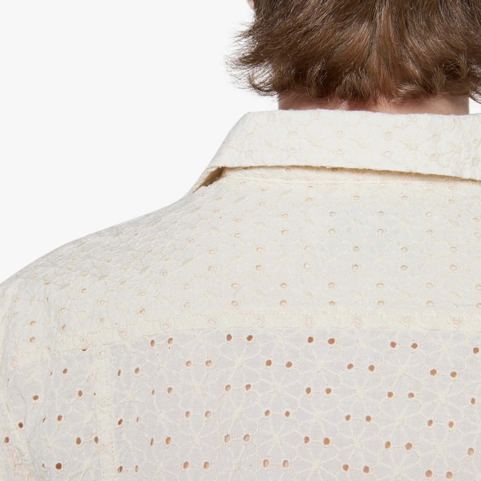 Floral Eyelet Short Sleeve Shirt Natural - Image 6