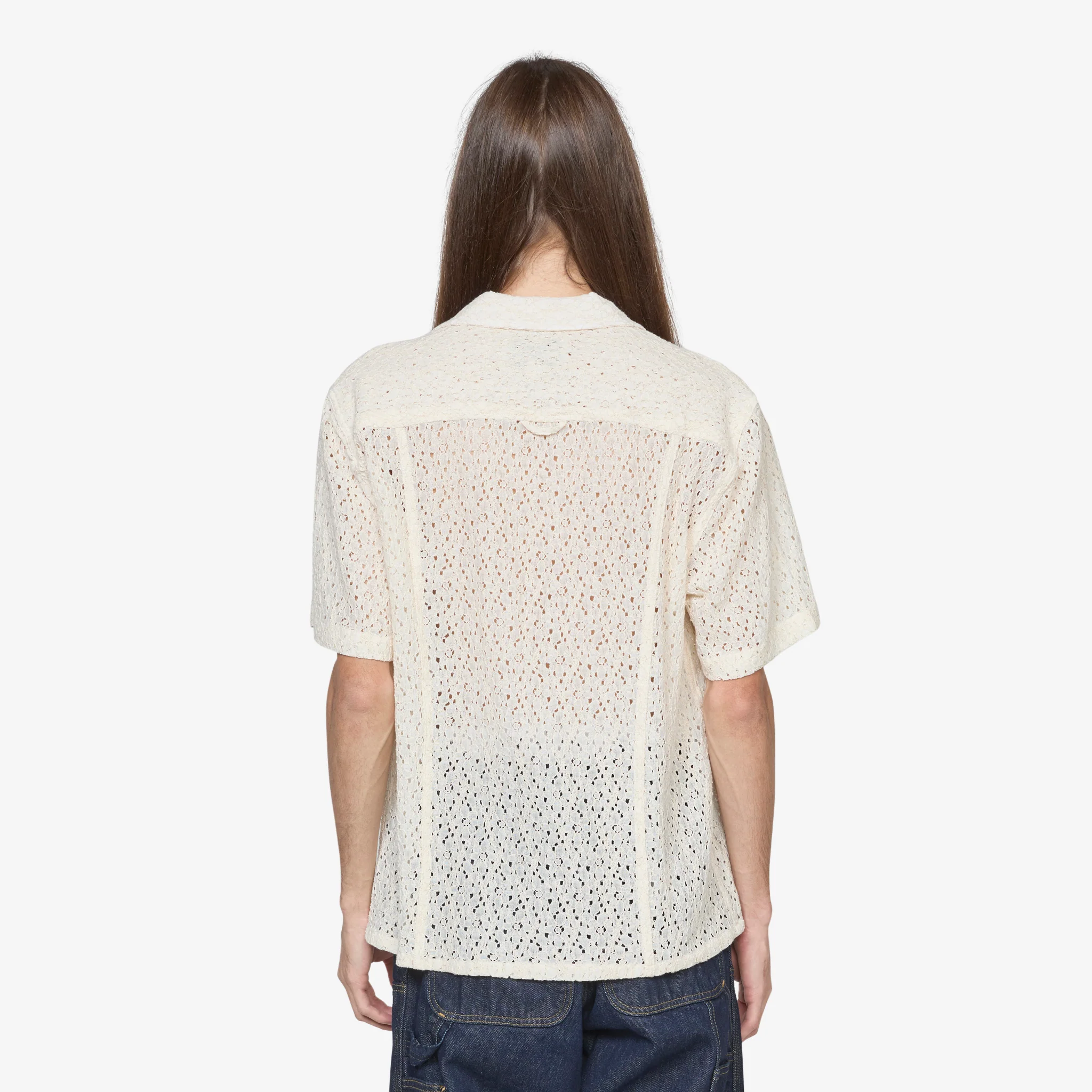 Floral Lace Short Sleeve Camp Shirt Natural - Image 5