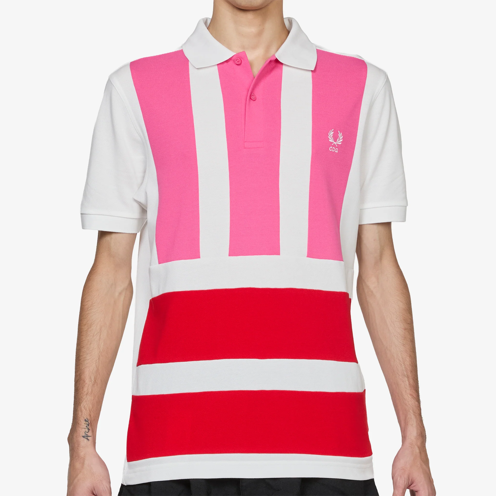 Fred Perry x Stripe Patchwork Polo White | Mix - Image 4