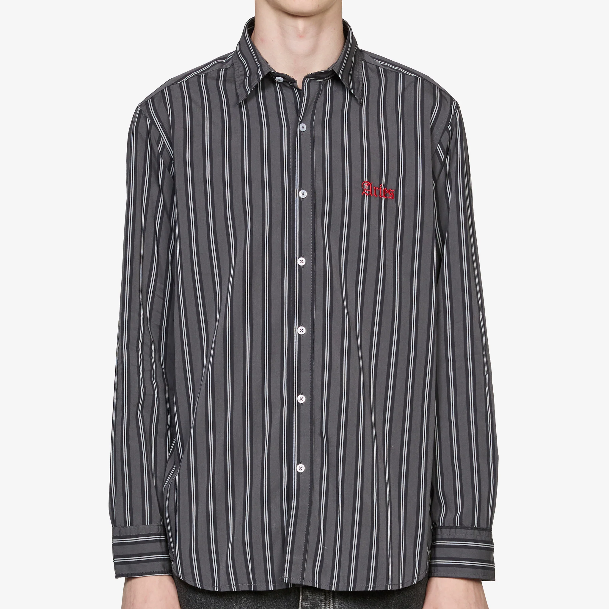 Grunge Stripe Longsleeve Shirt Grey - Image 5