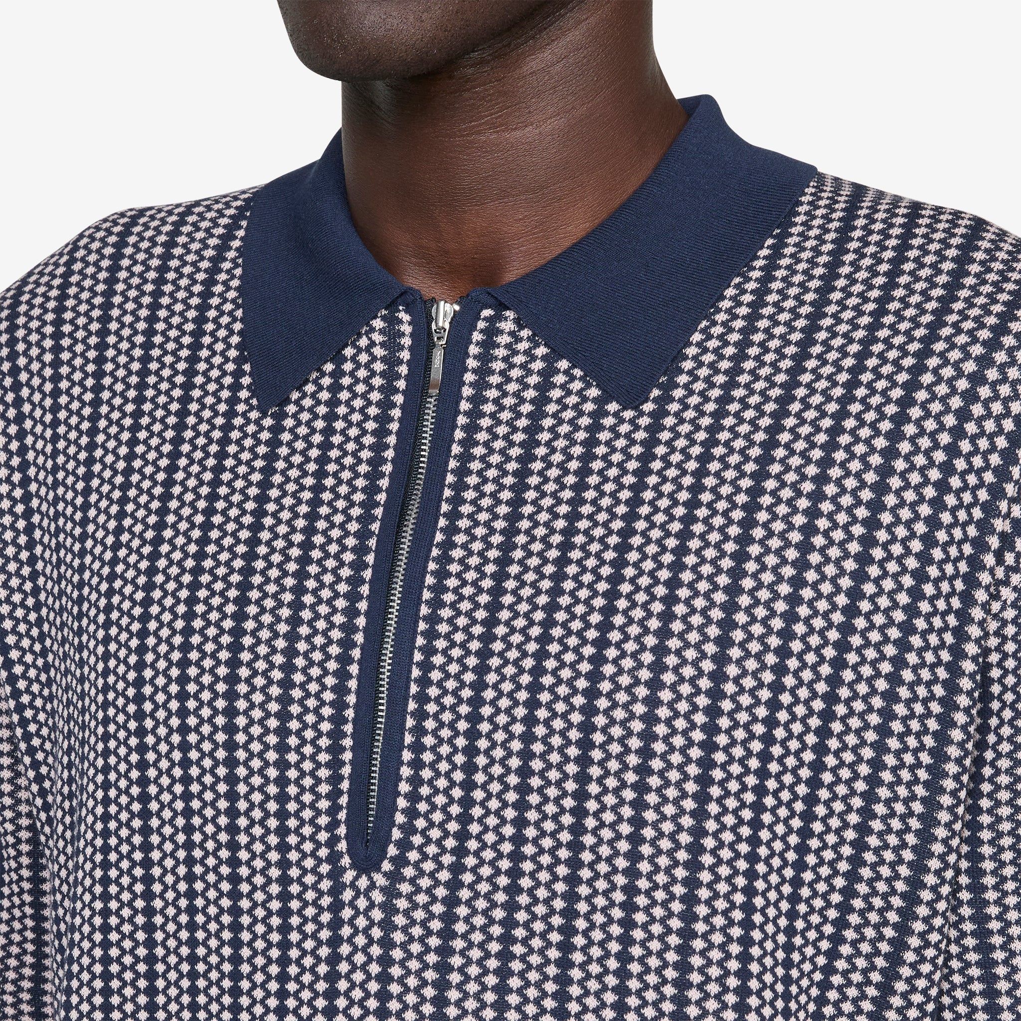 Half Zip Knit Polo Navy - Image 2