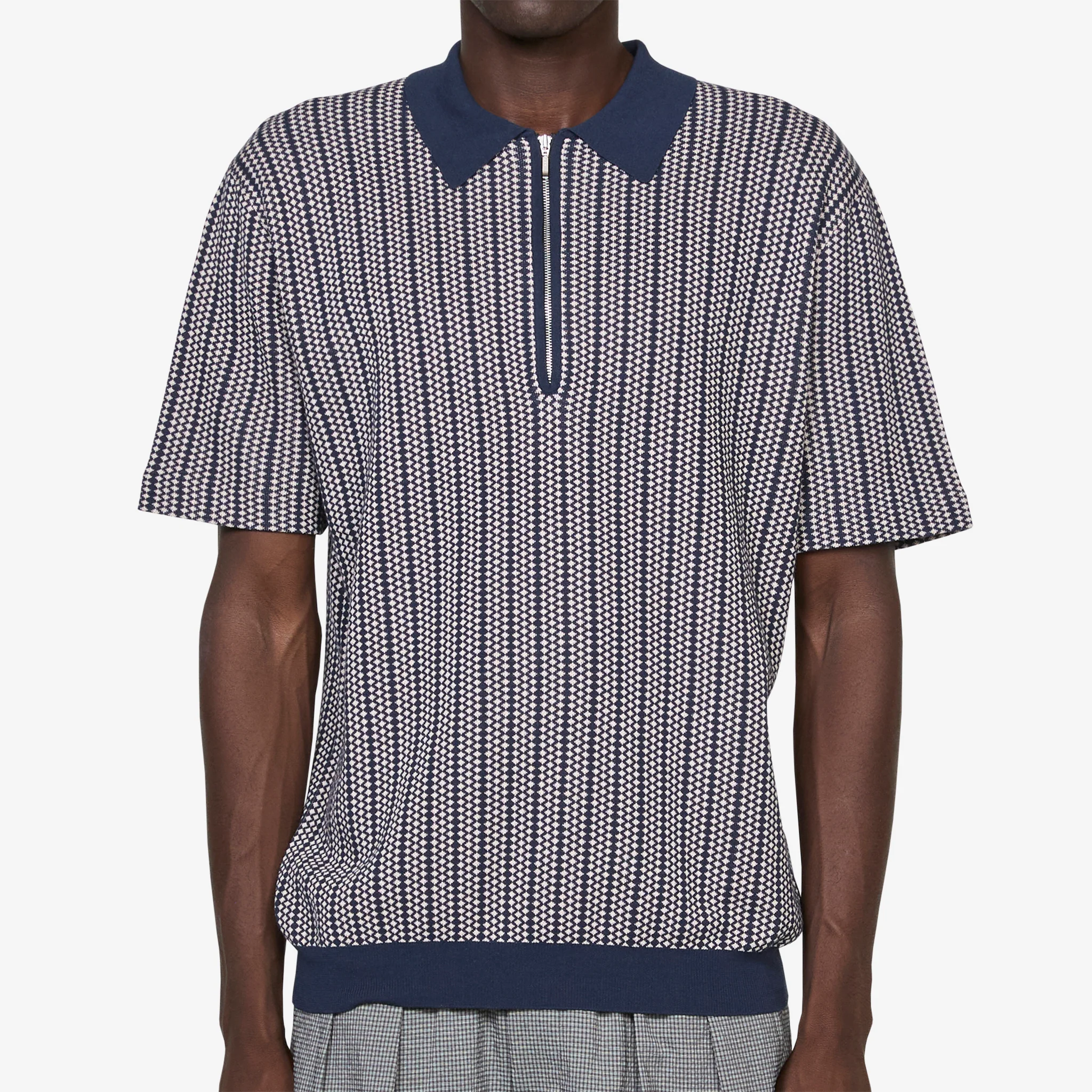 Half Zip Knit Polo Navy - Image 5