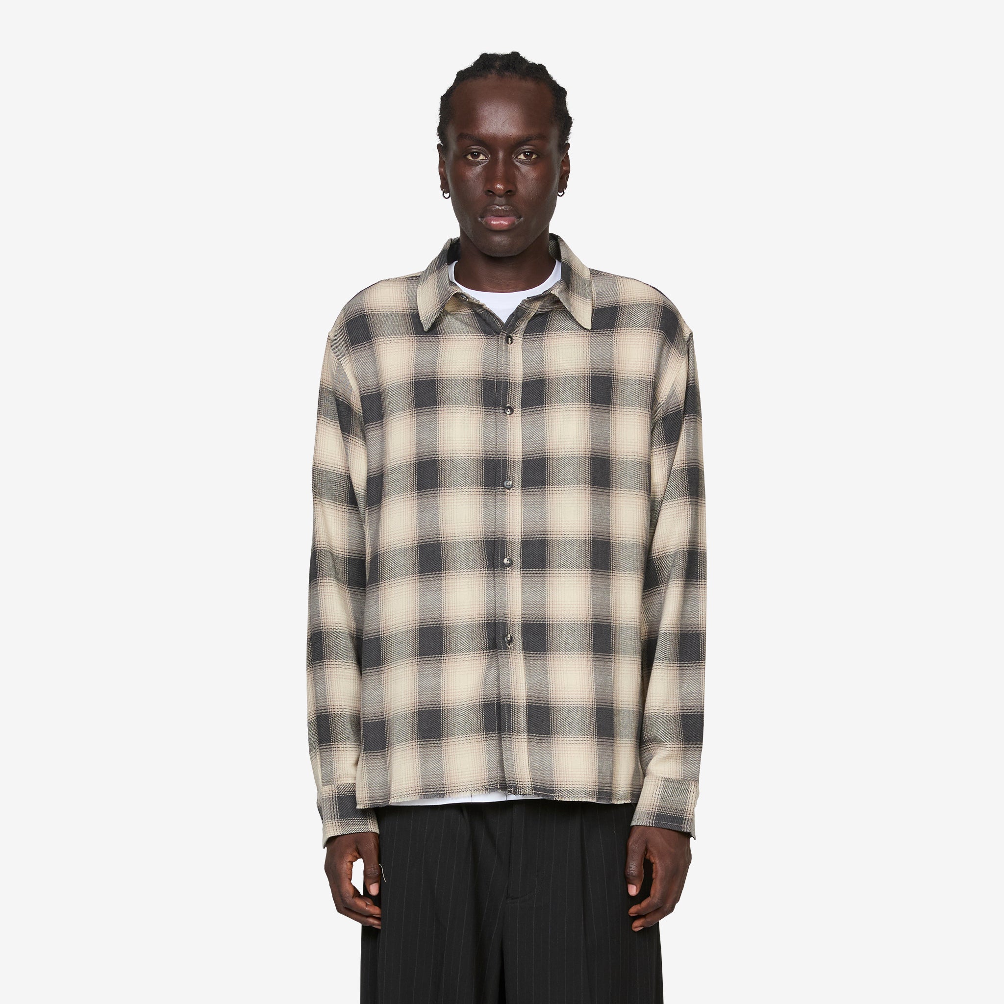 Hold Longsleeve Shirt Cream | Navy Plaid