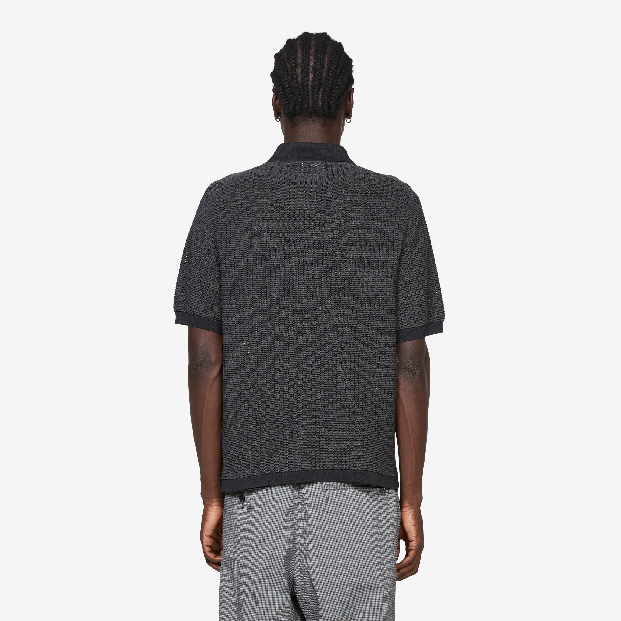 Knit Polo "WASHI" 2 Tone Black - Image 3