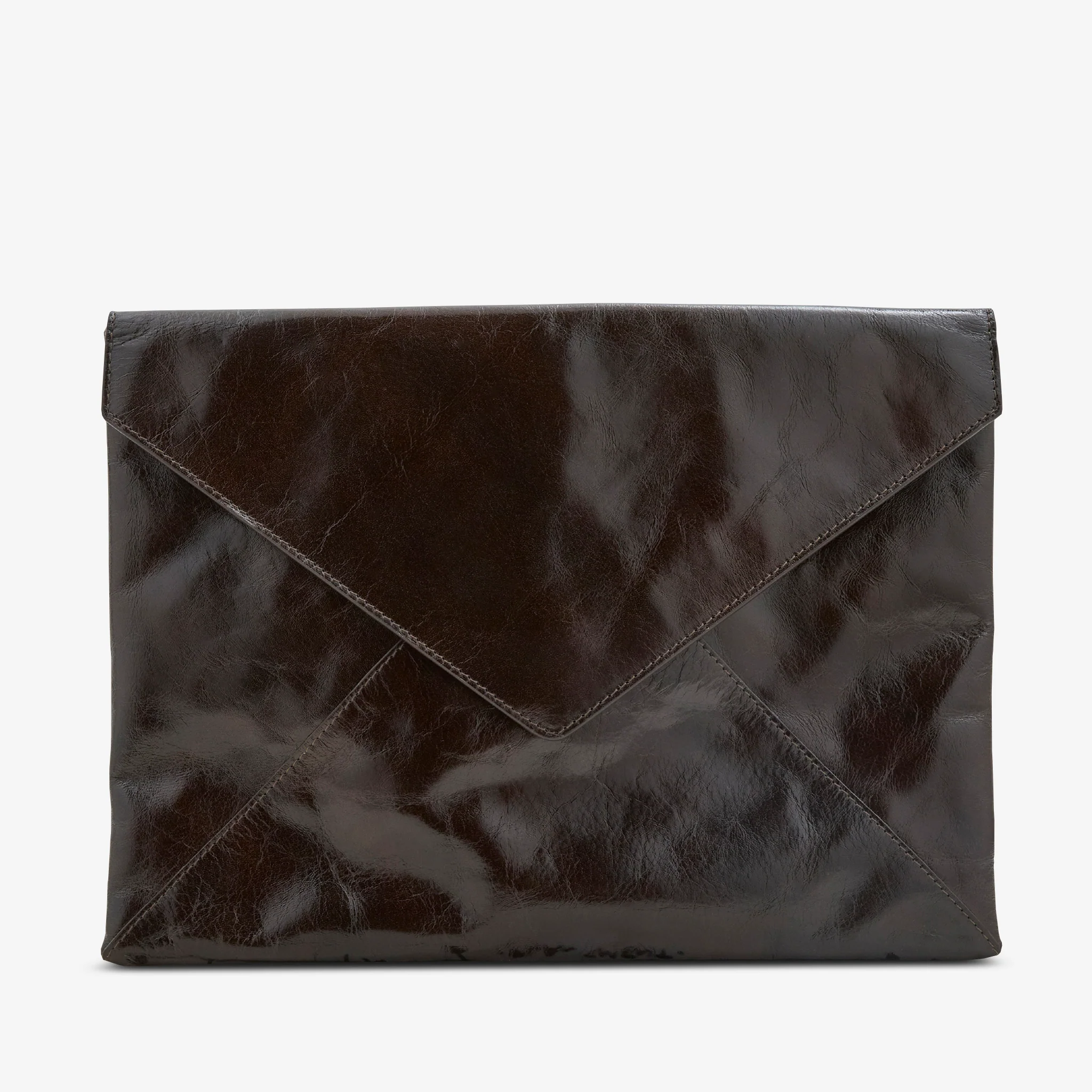 Large Leather Envelope Pouch Dark Grey