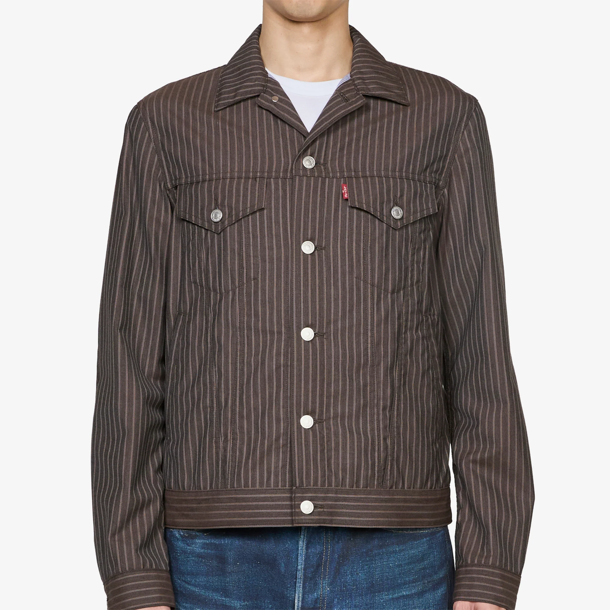 Levi's Pinstripe Jacket Brown | Grey | Beige - Image 5