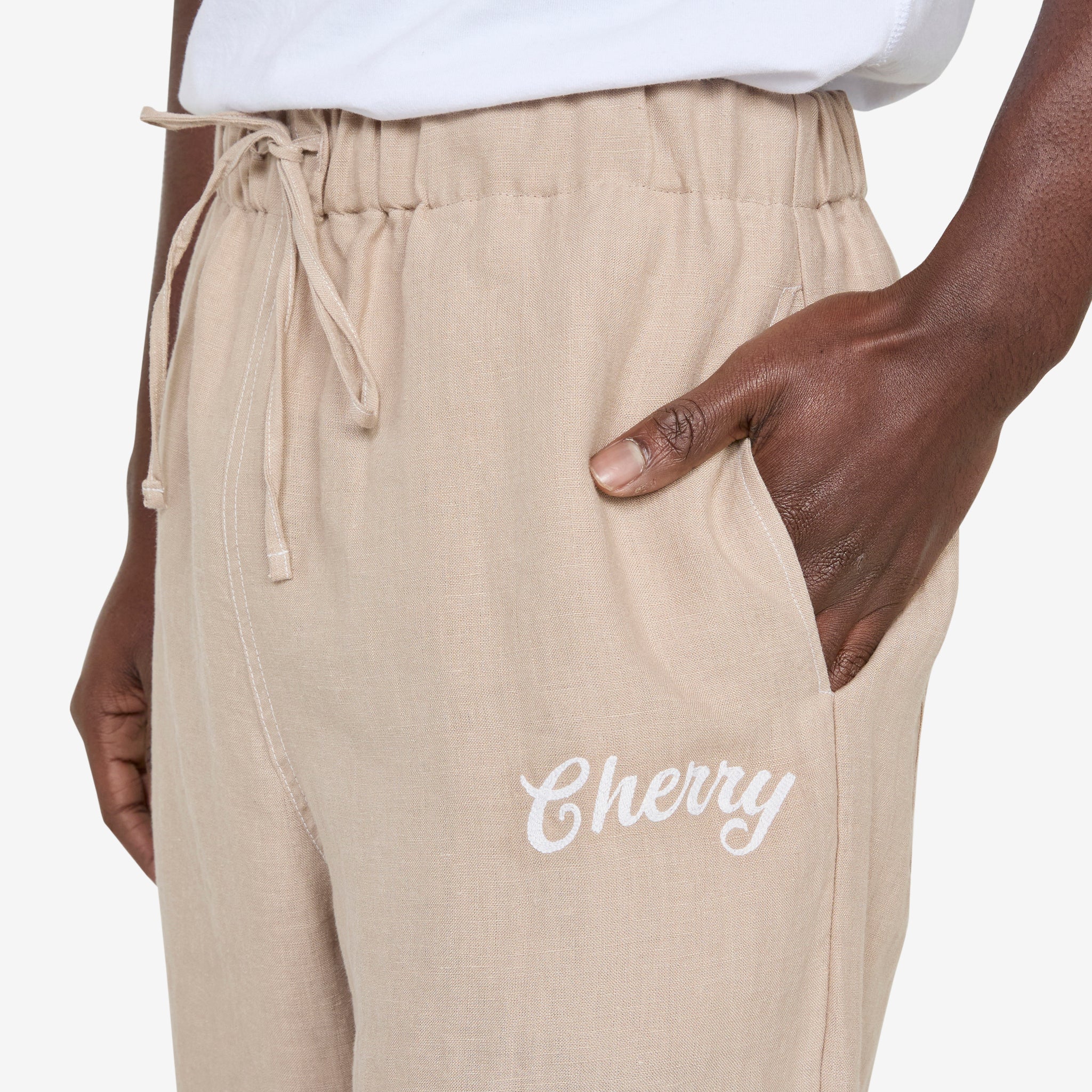 Linen Beach Pants Beige - Image 2