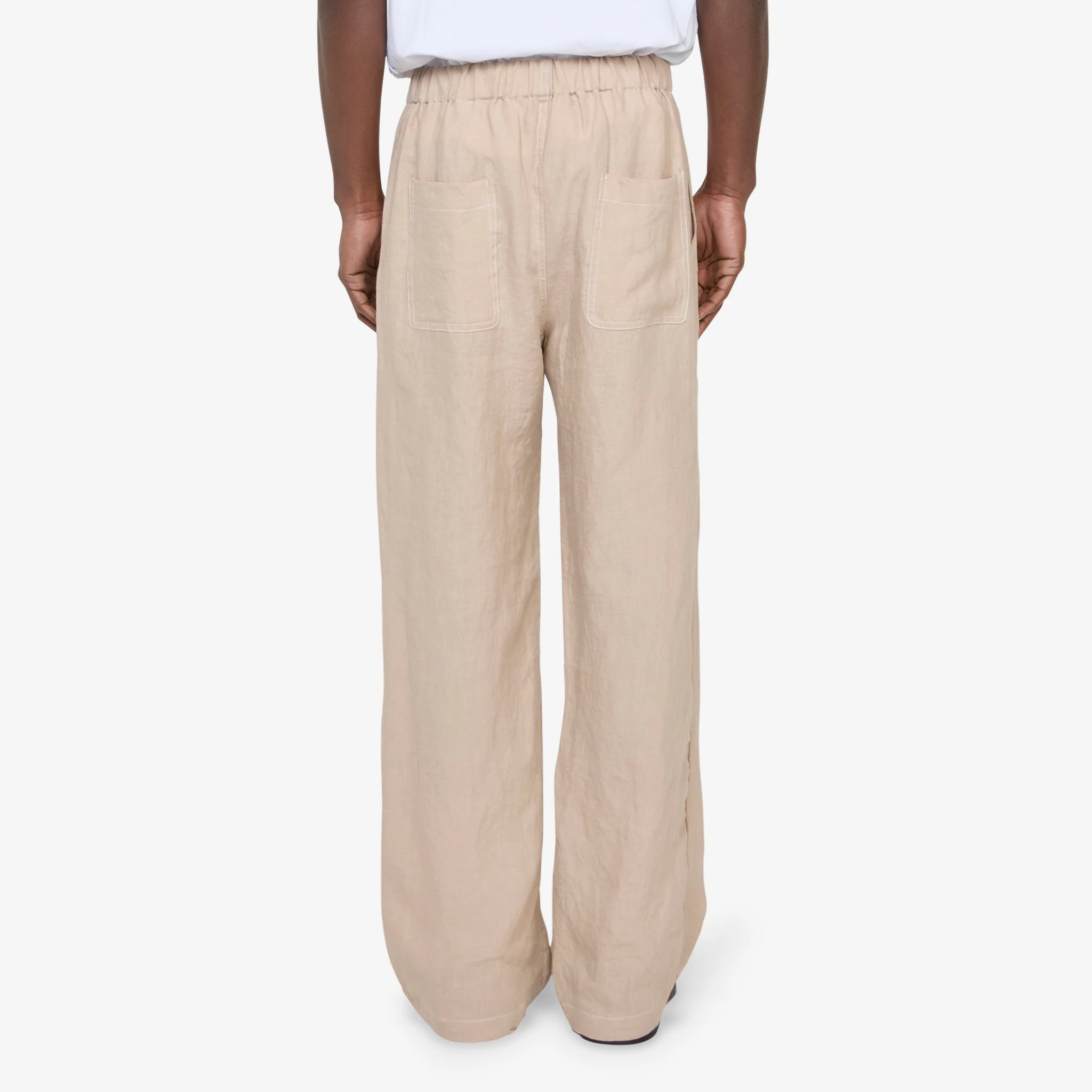Linen Beach Pants Beige - Image 3