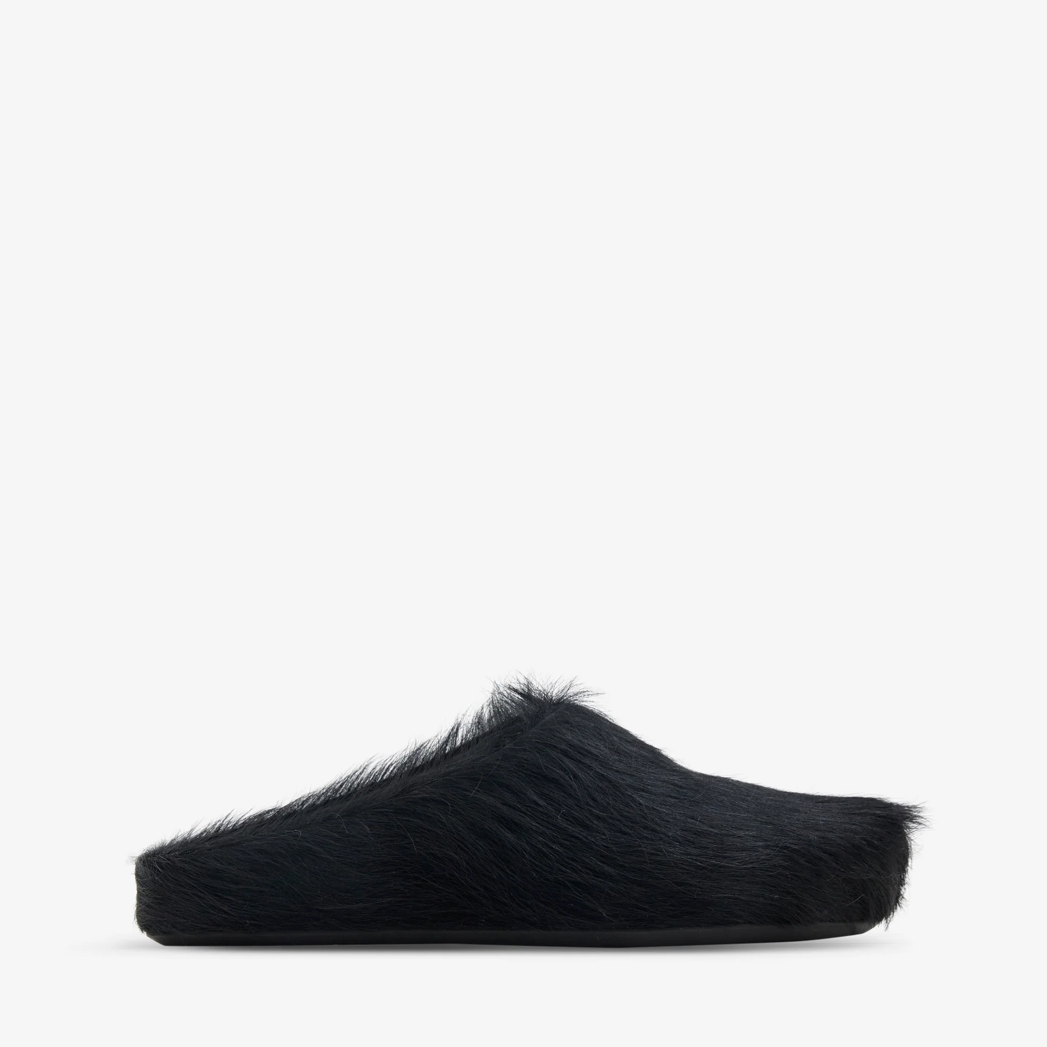 Long Hair Calfskin Fussbett Sabot Black - Image 2