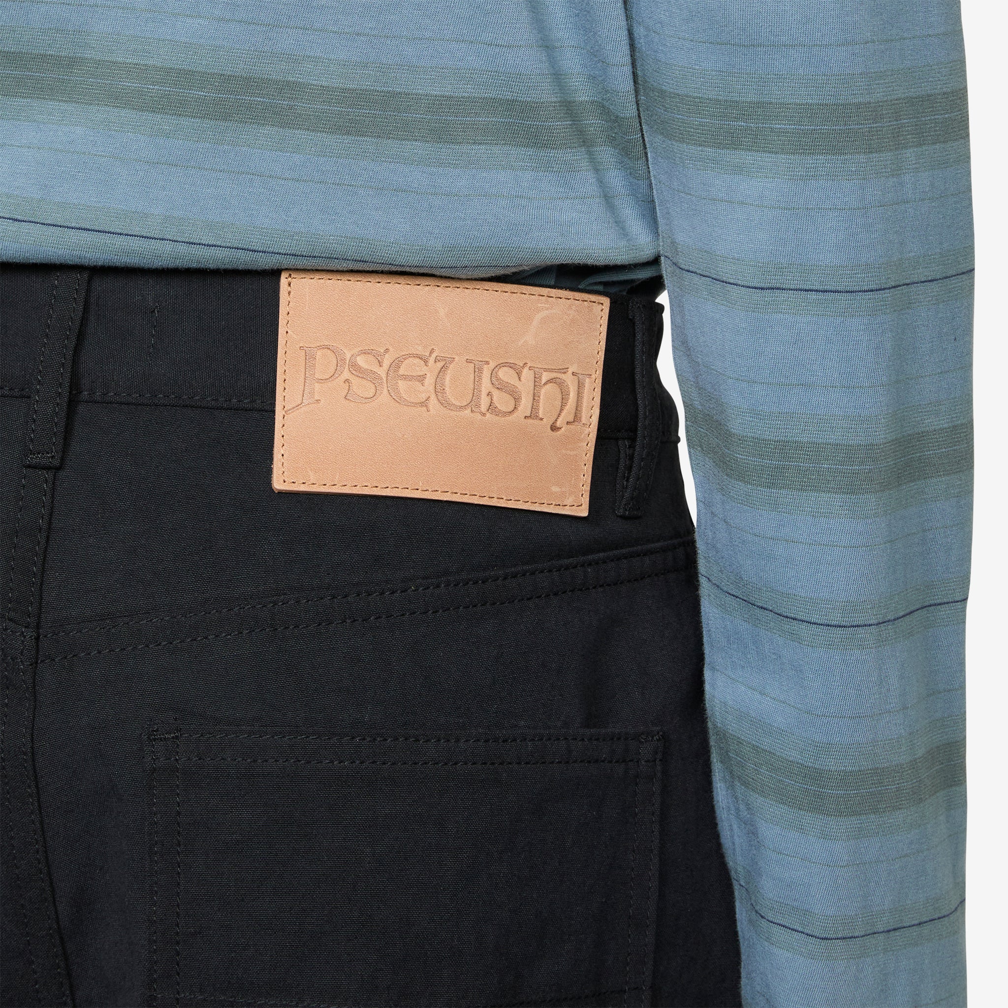 Loose Cut Jeans Black Rinse Wash Linen Canvas - Image 3