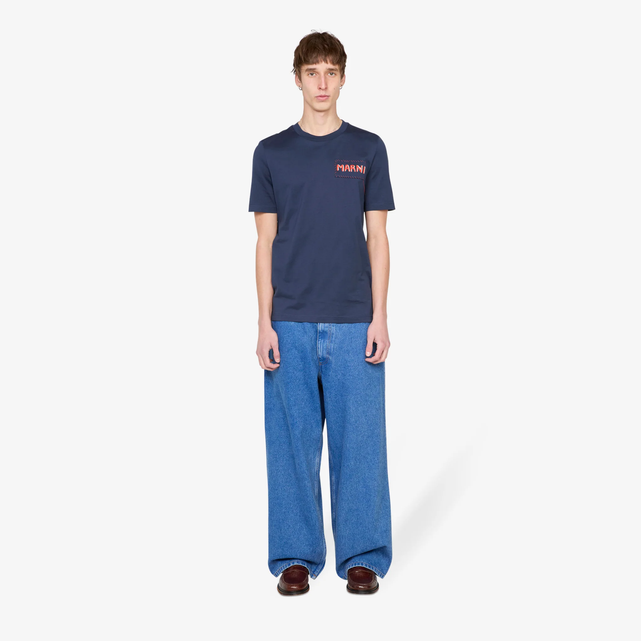 Marni Label T-Shirt Blue Black - Image 5