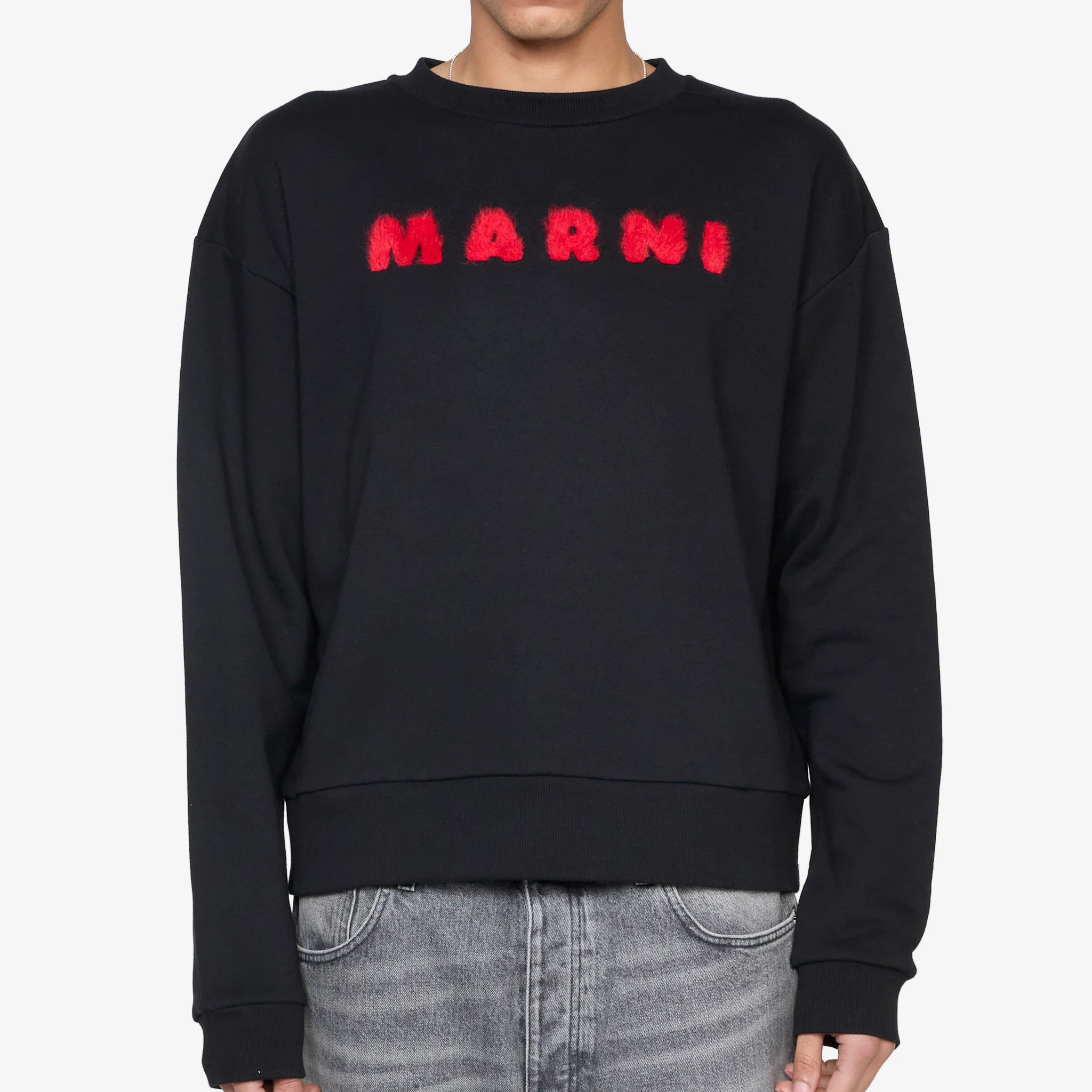 Mohair Patch Logo Sweatshirt Black - Image 3