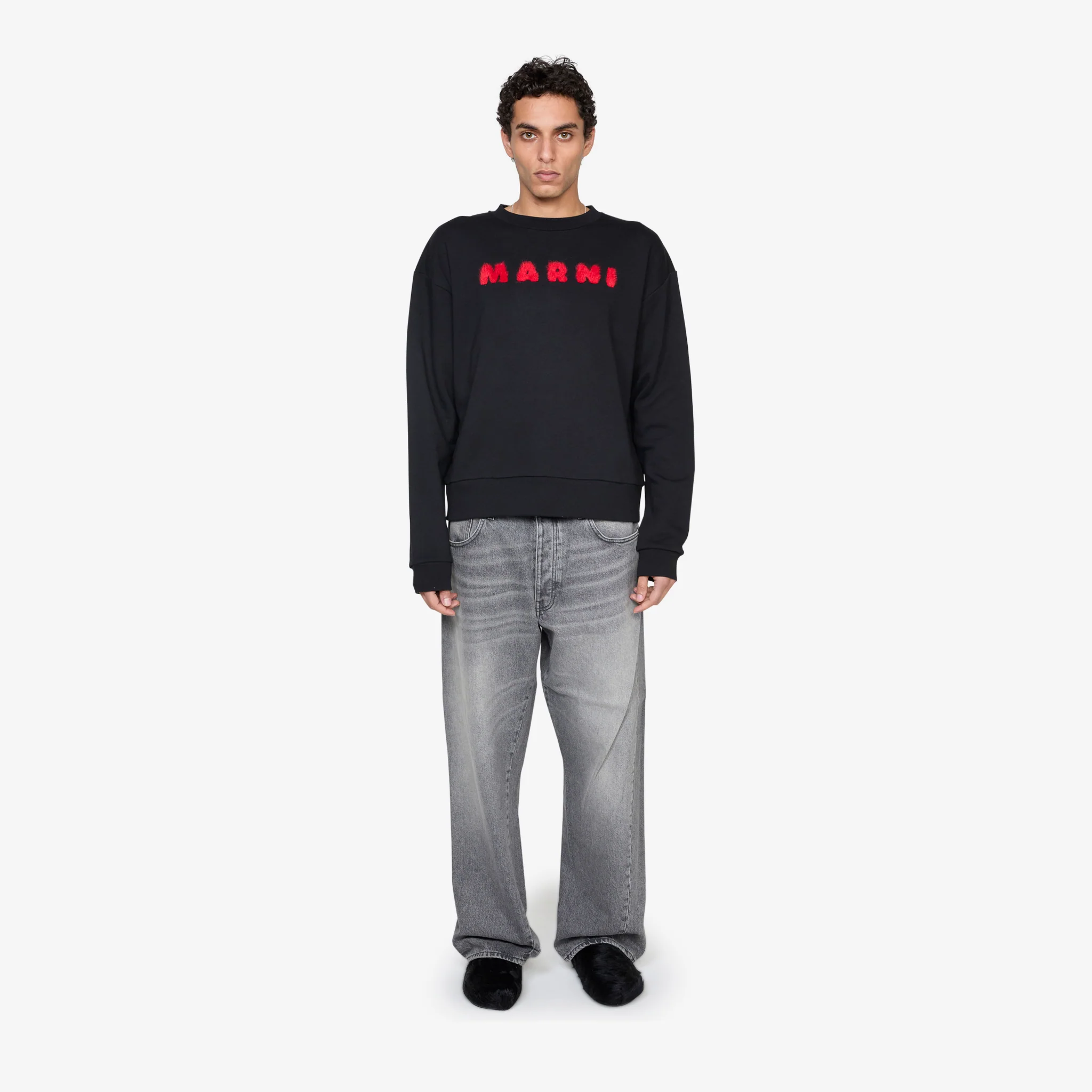 Mohair Patch Logo Sweatshirt Black - Image 4