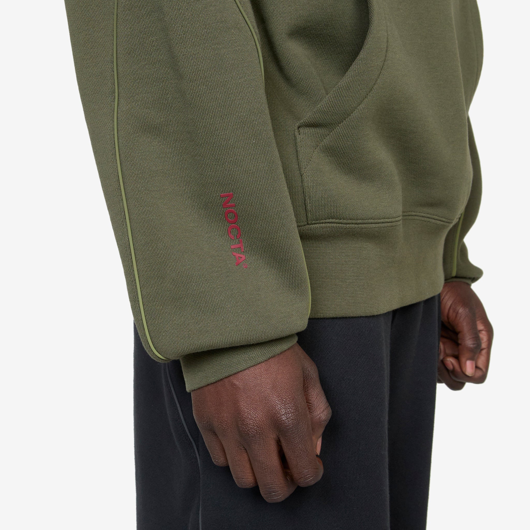 NOCTA Fleece Hoodie Cargo Khaki | Team Red - Image 3