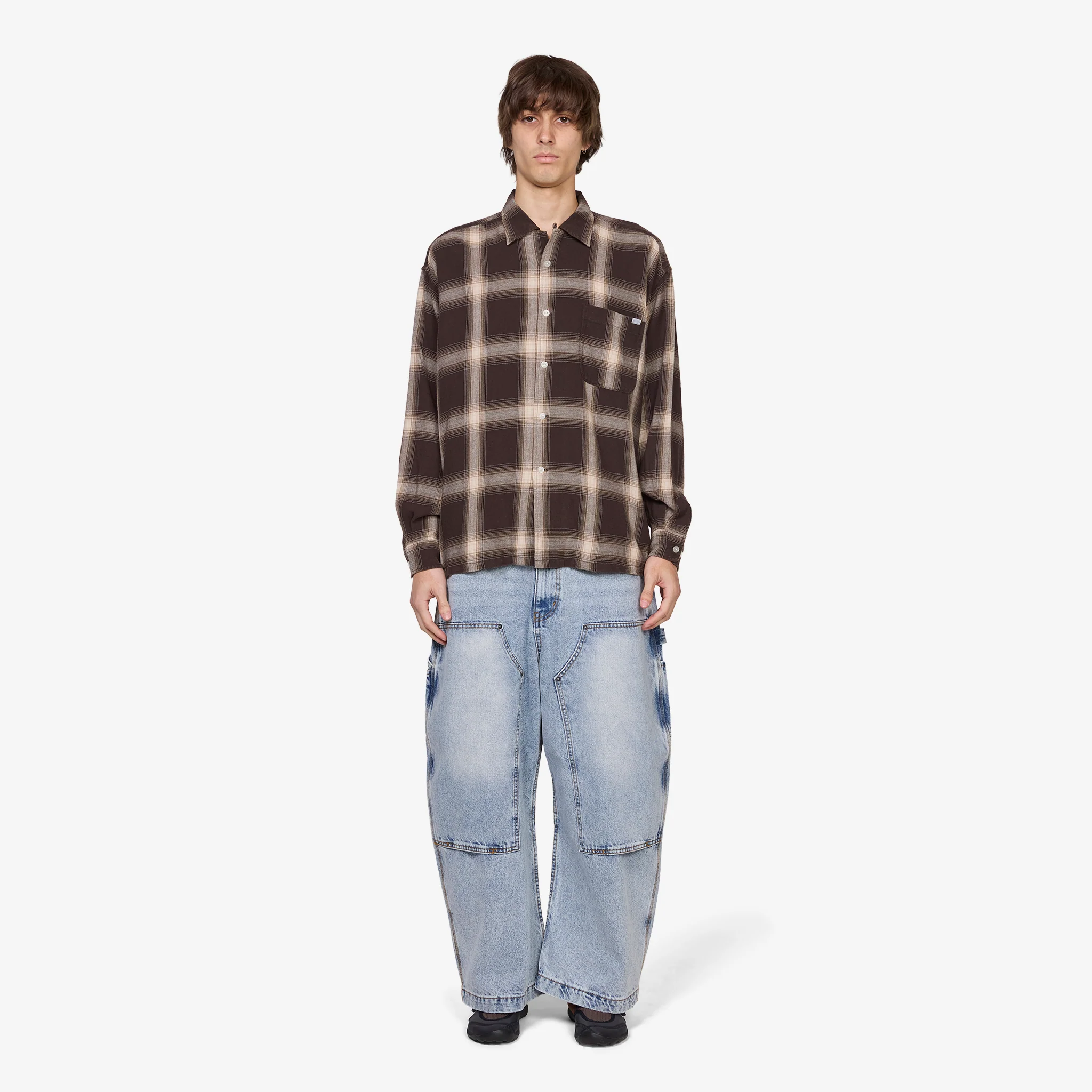 Ombre Bleached Long Sleeve Shirt Brown - Image 5