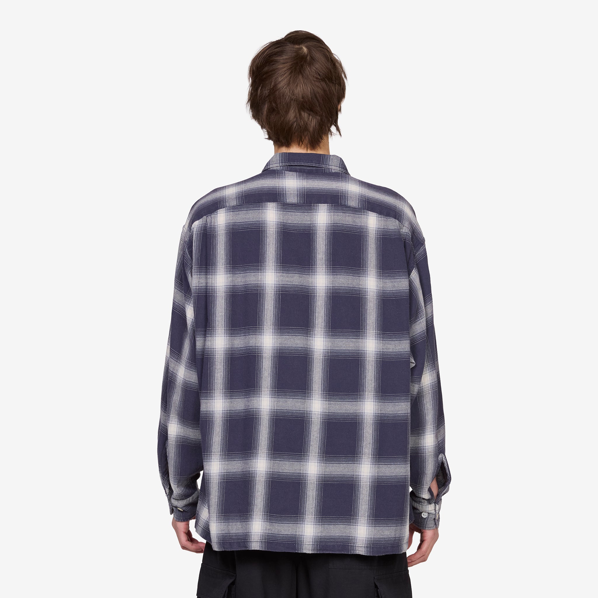 Ombre Bleached Long Sleeve Shirt Navy - Image 3