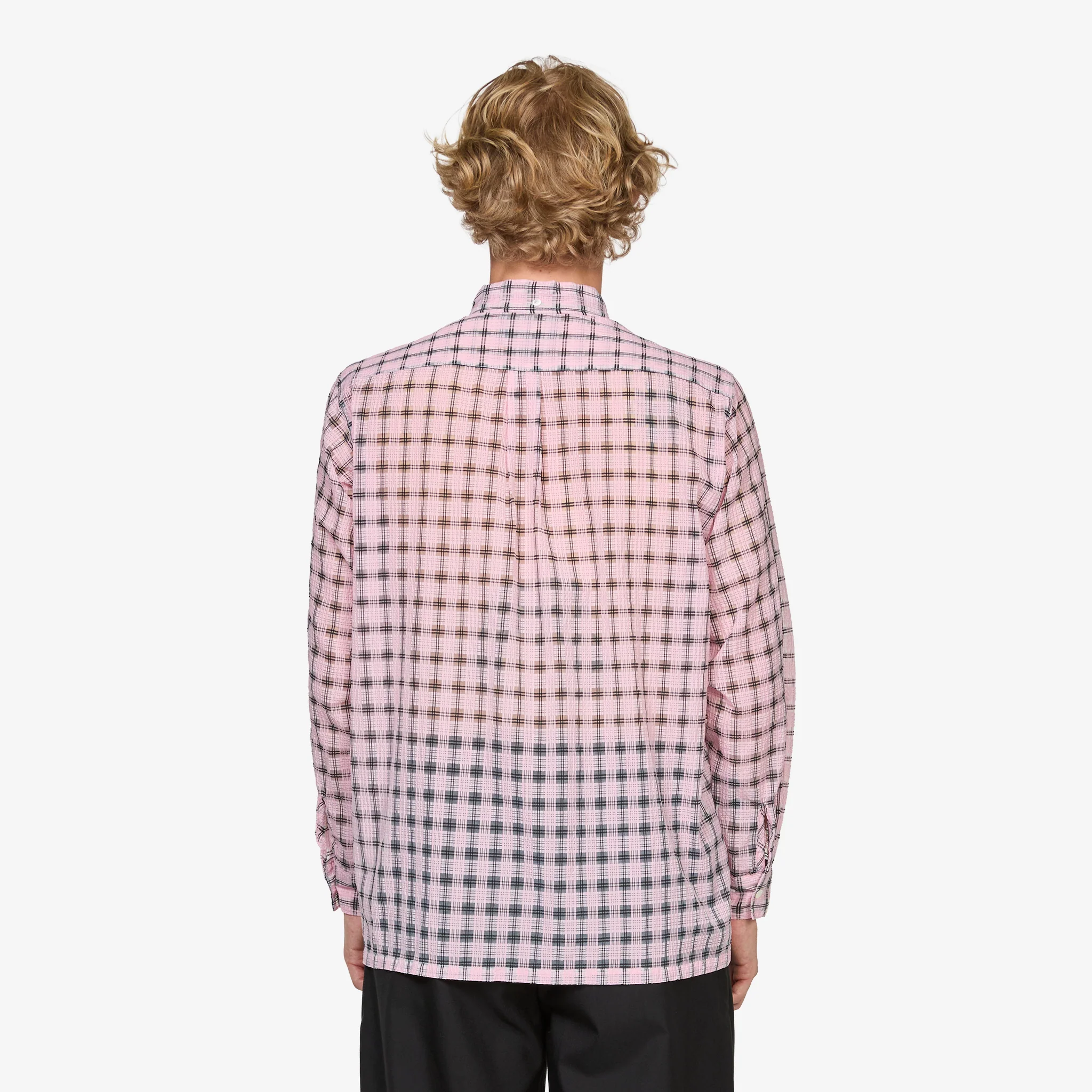 Open B.D. Shirt Nylon Airy Plaid Pink - Image 3