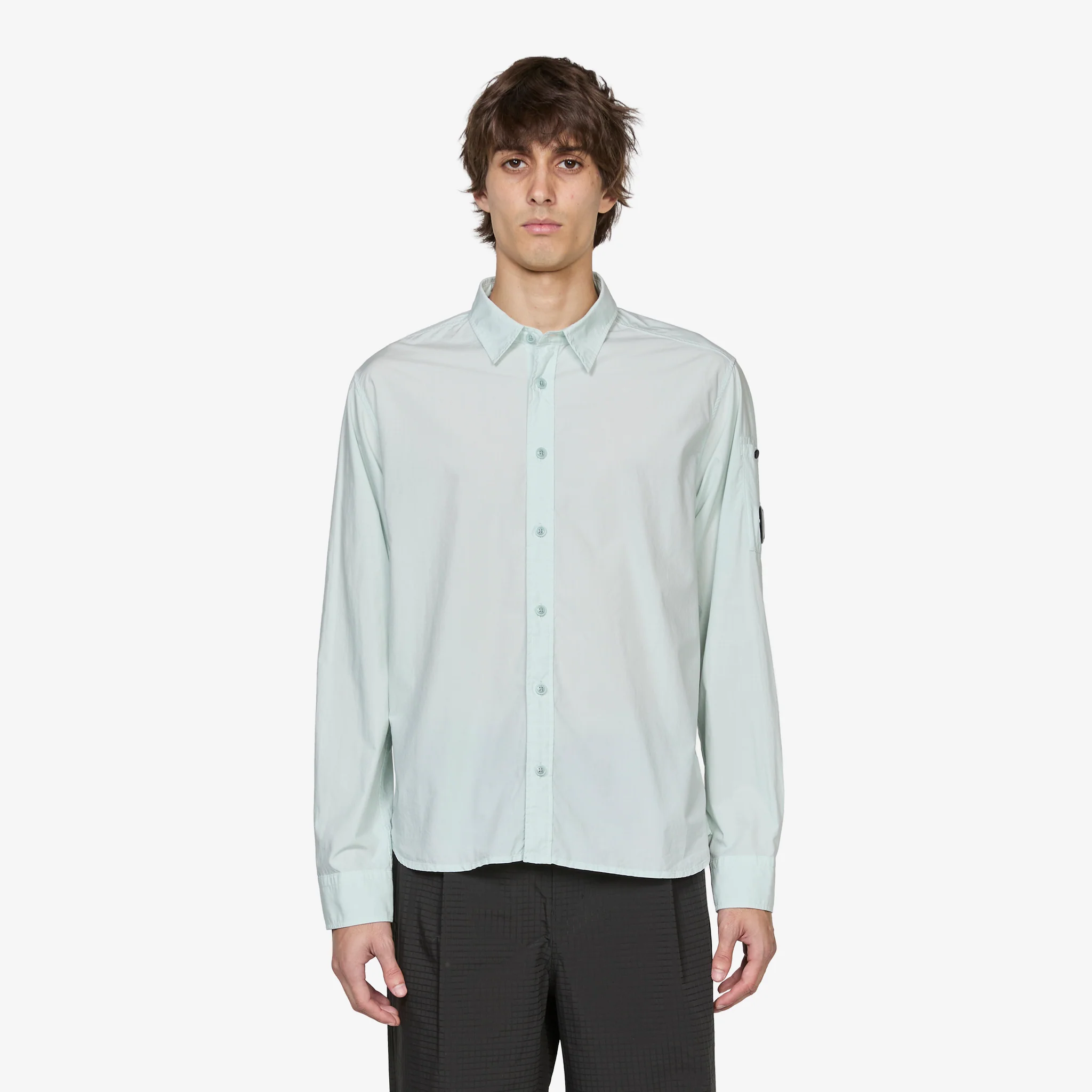 Popeline Longsleeve Lens Button Shirt Misty Blue