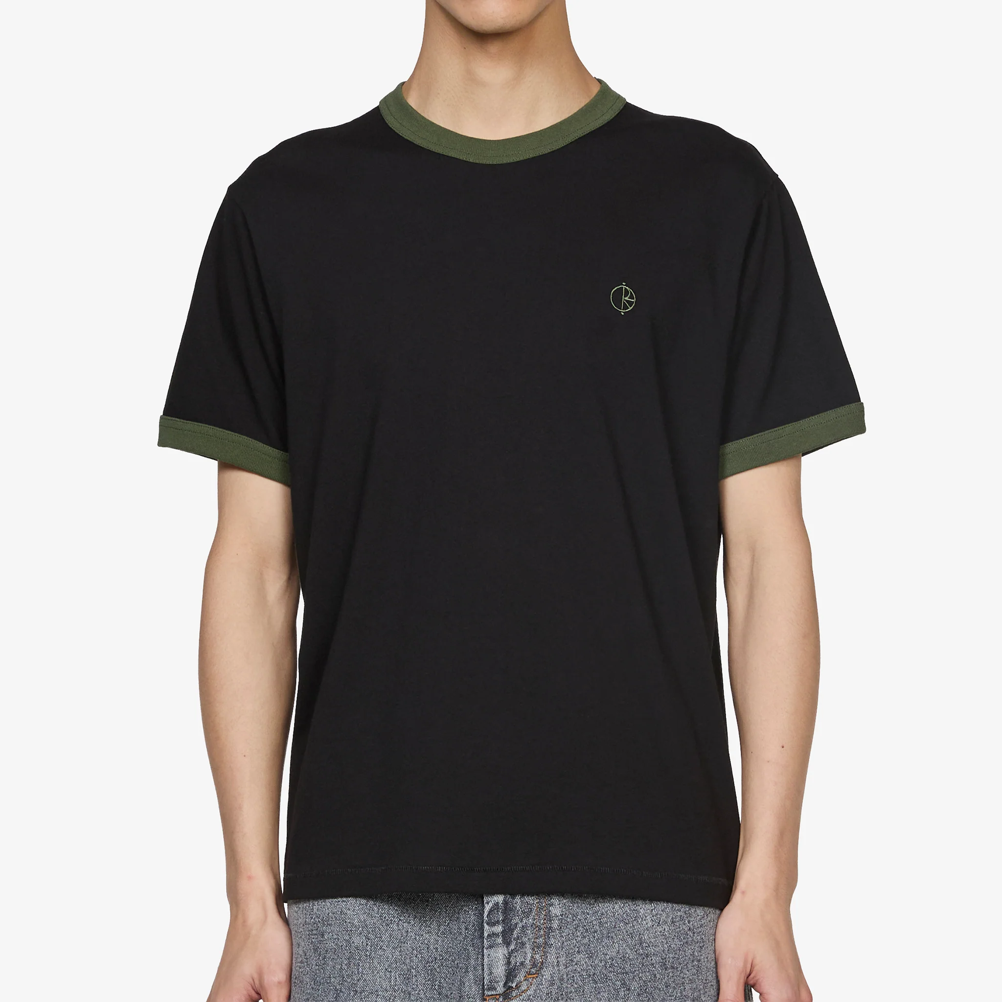 Ringer T-Shirt Black | Uniform Green - Image 3