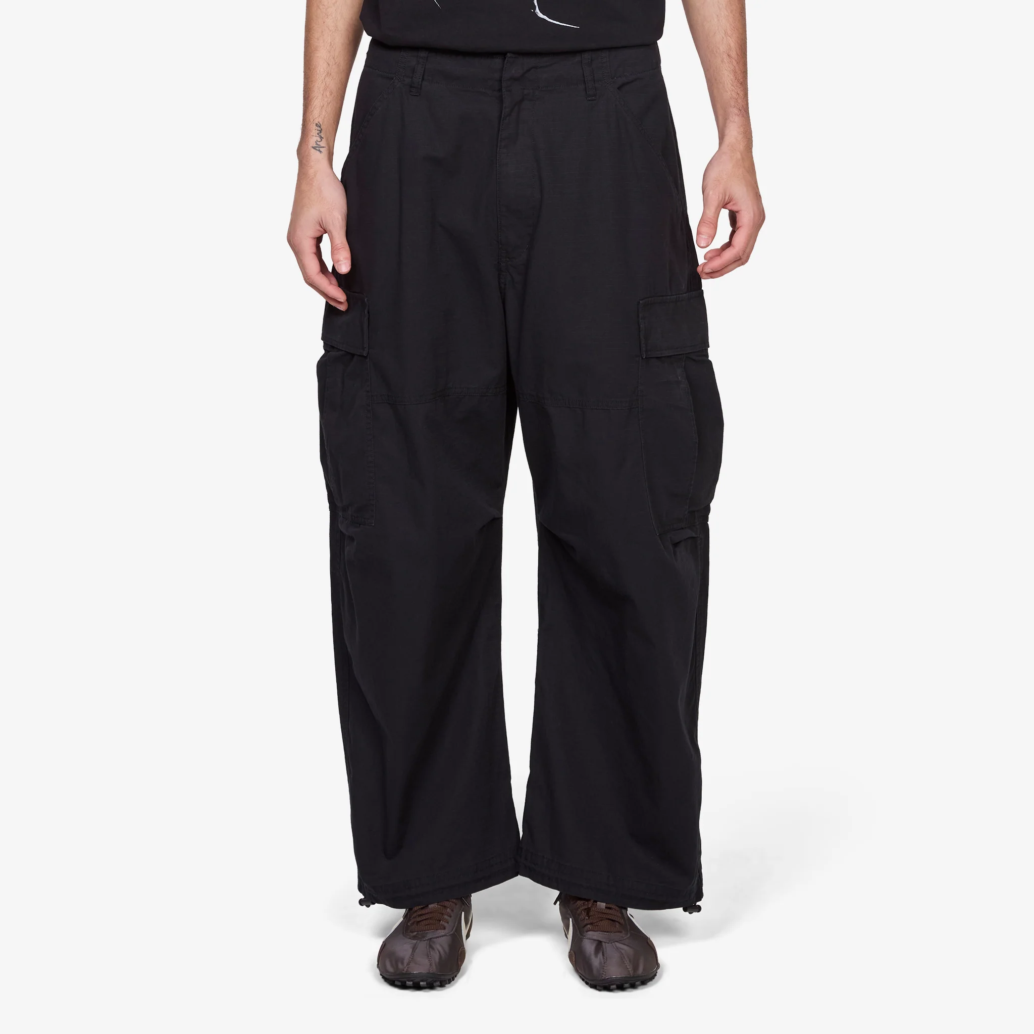 Ripstop Camo Curve Cargo Pants Black