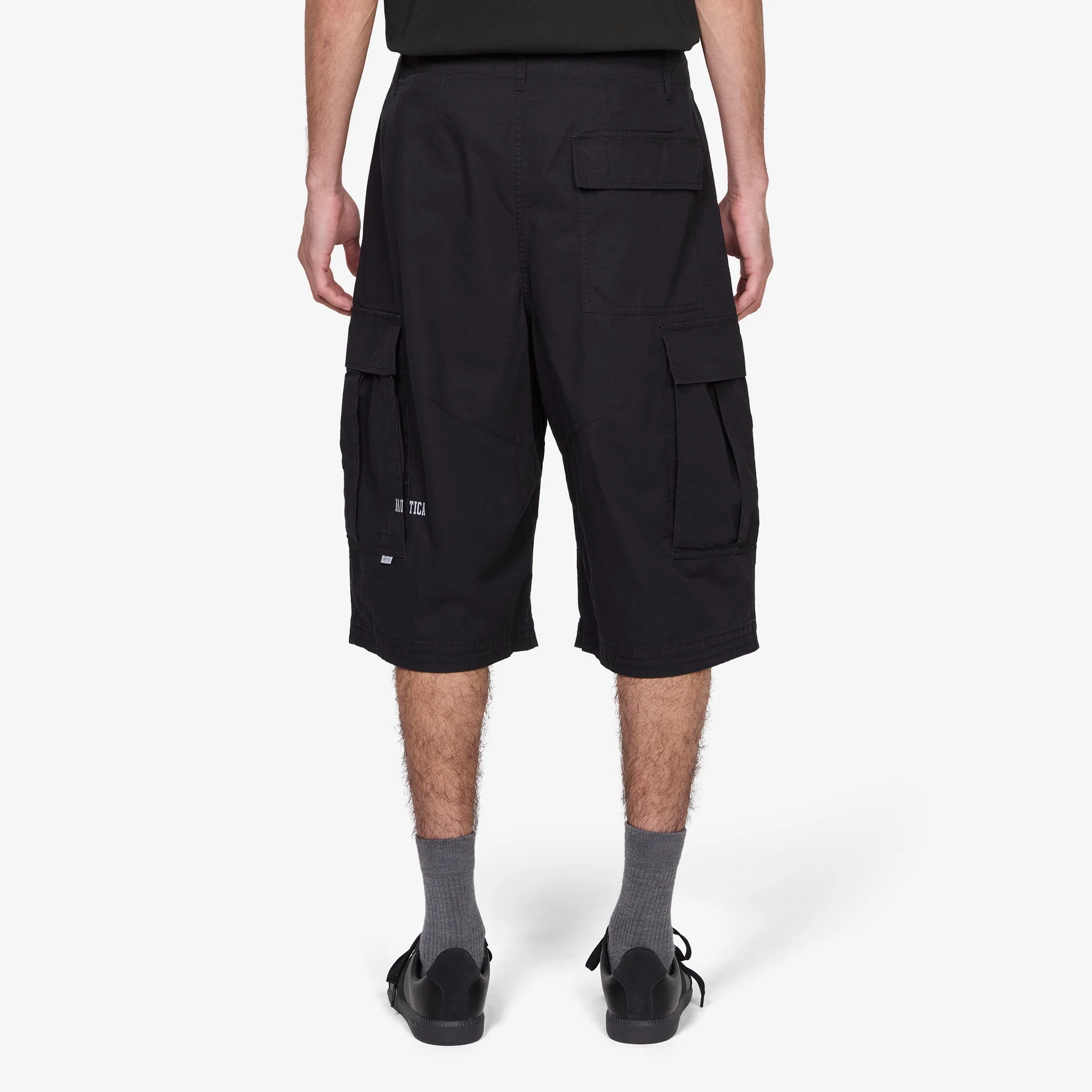 Ripstop Camo Curve Cargo Shorts Black - Image 3