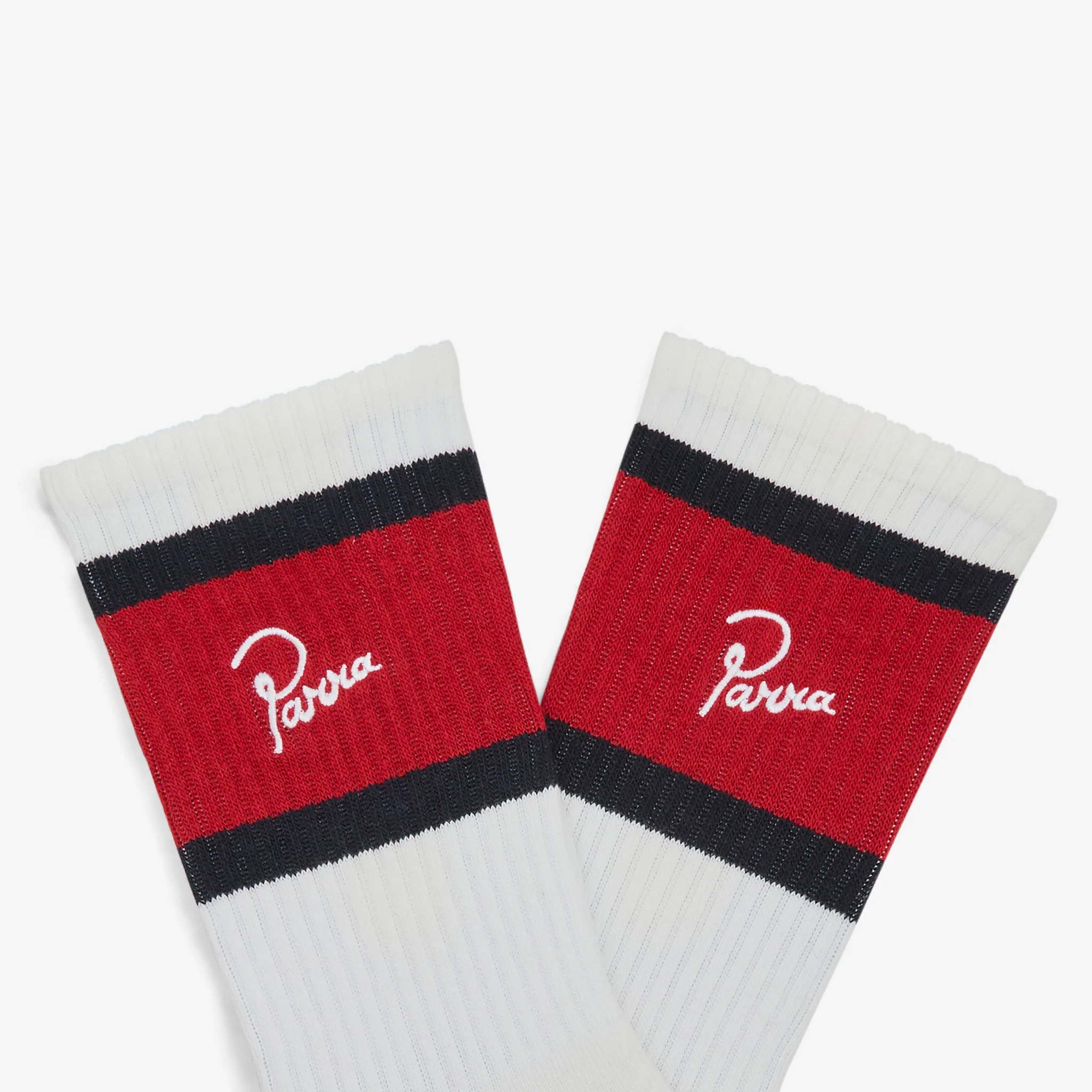 Signature Striped Crew Socks Red | Black - Image 2