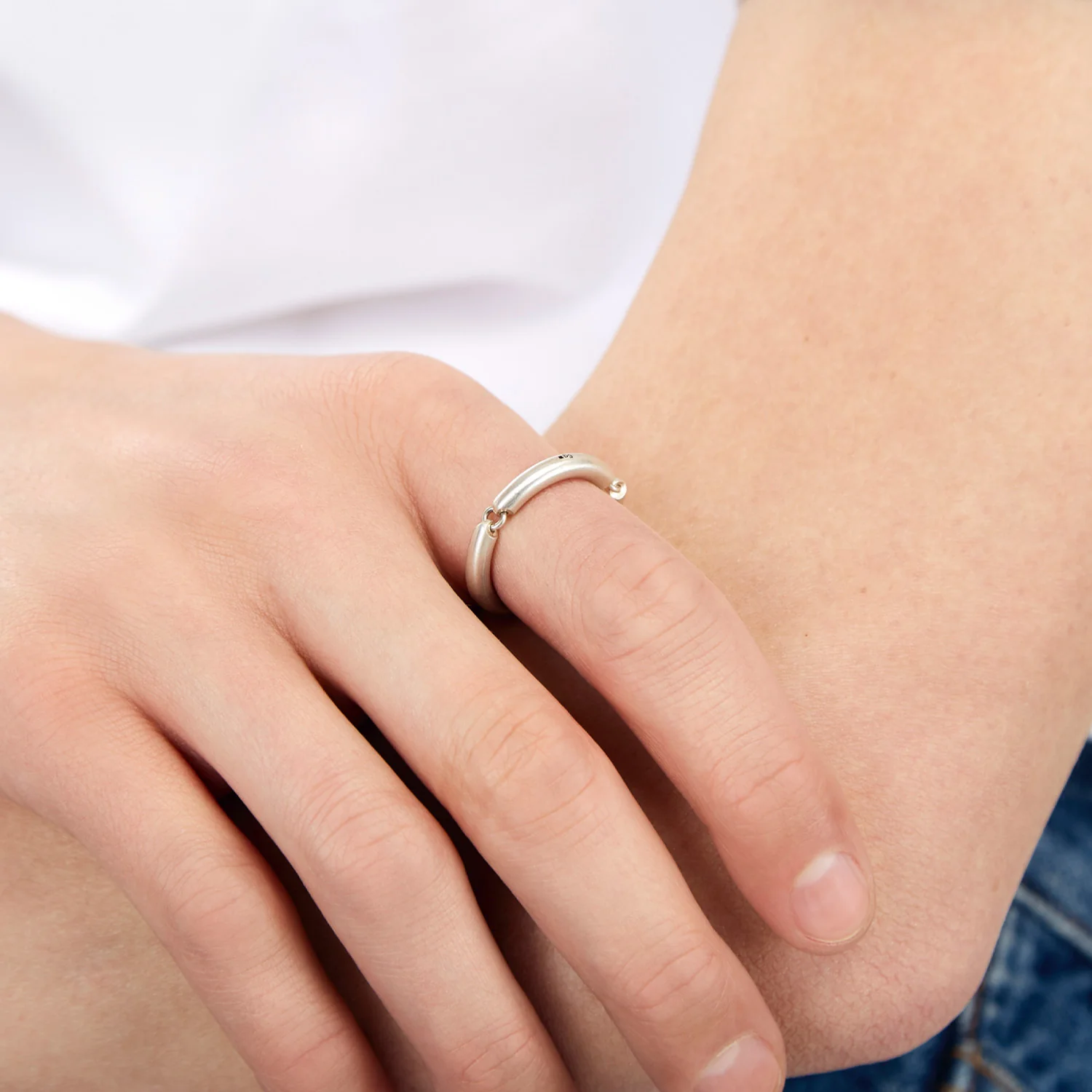 5g Brushed Sterling Silver Segment Ring - Image 2