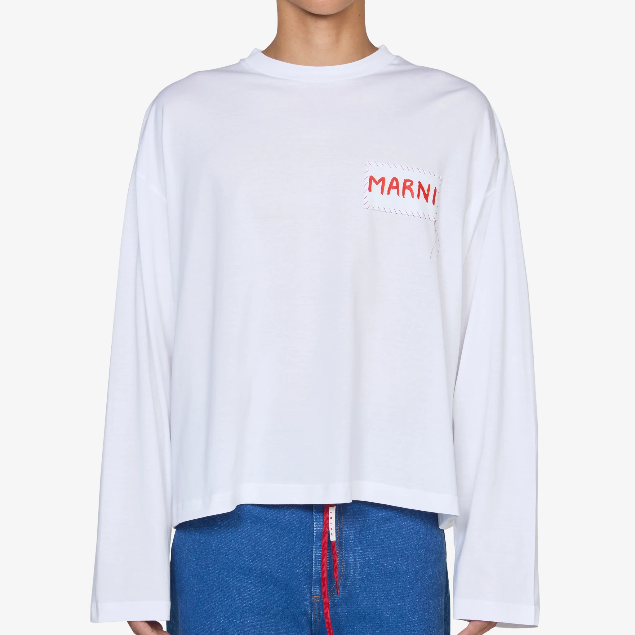 Stitch Logo Longsleeve T-Shirt Lily White - Image 3