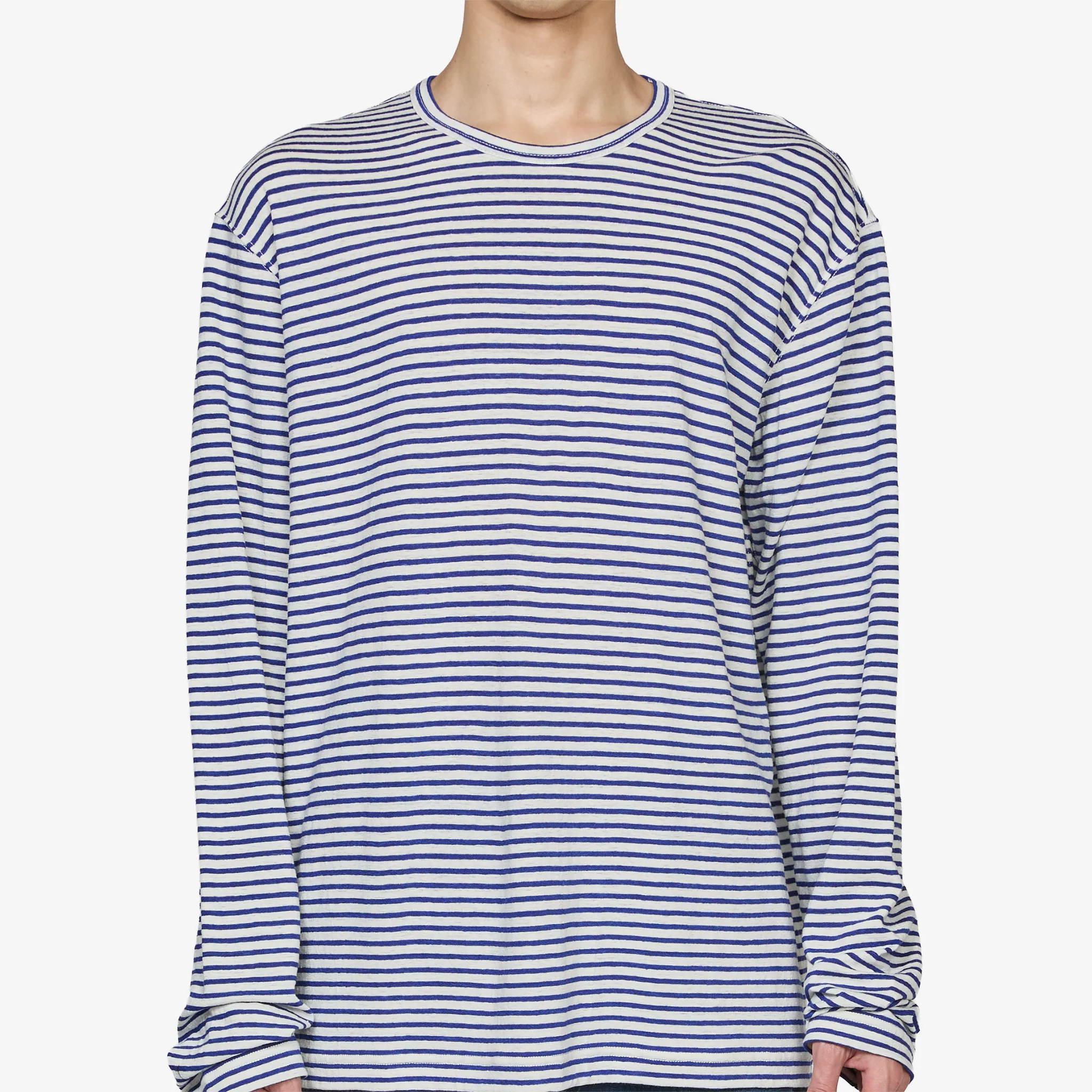 Striped Linen T-Shirt White | Blue - Image 4