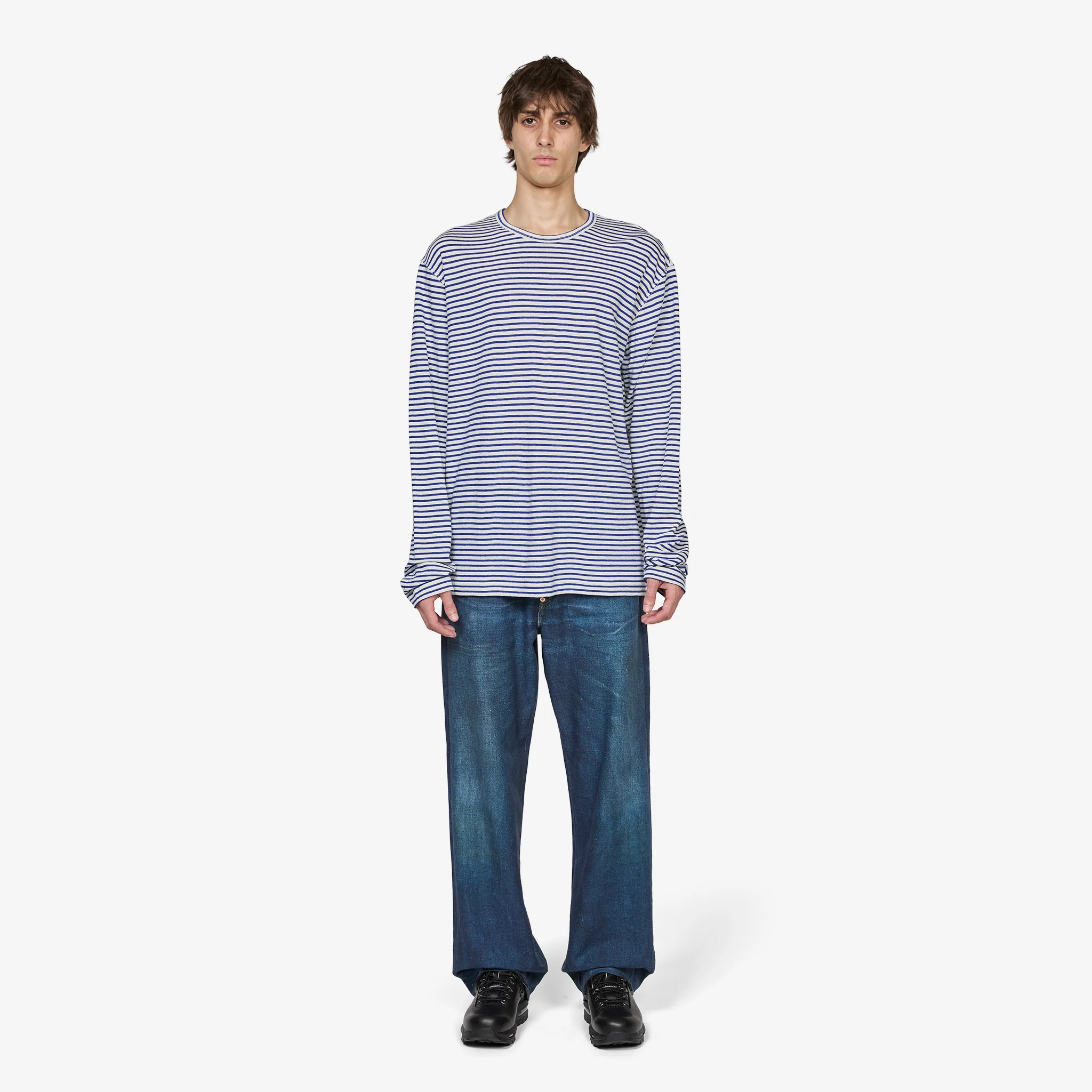 Striped Linen T-Shirt White | Blue - Image 5