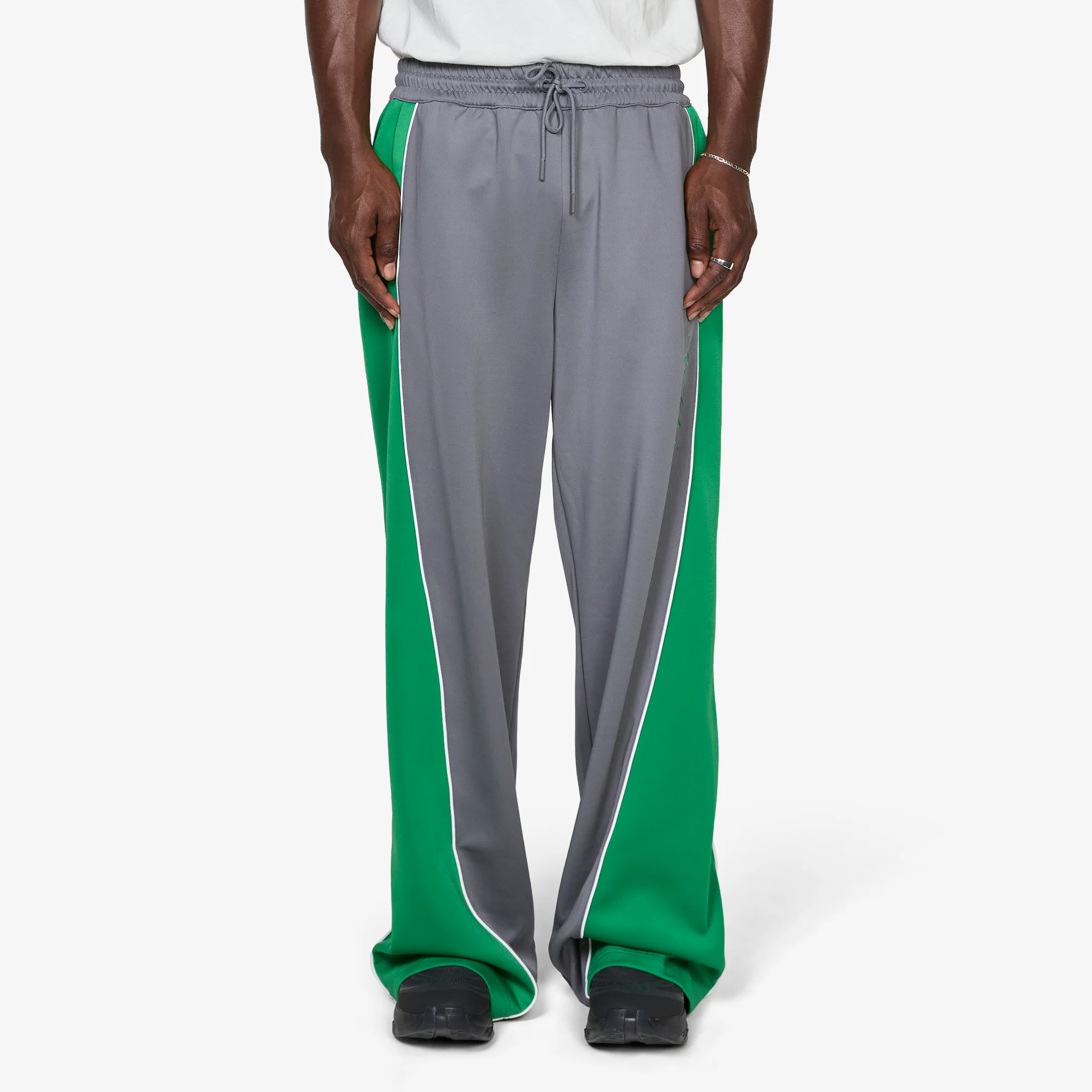 Training Track Trousers Grey | Vibrant Green