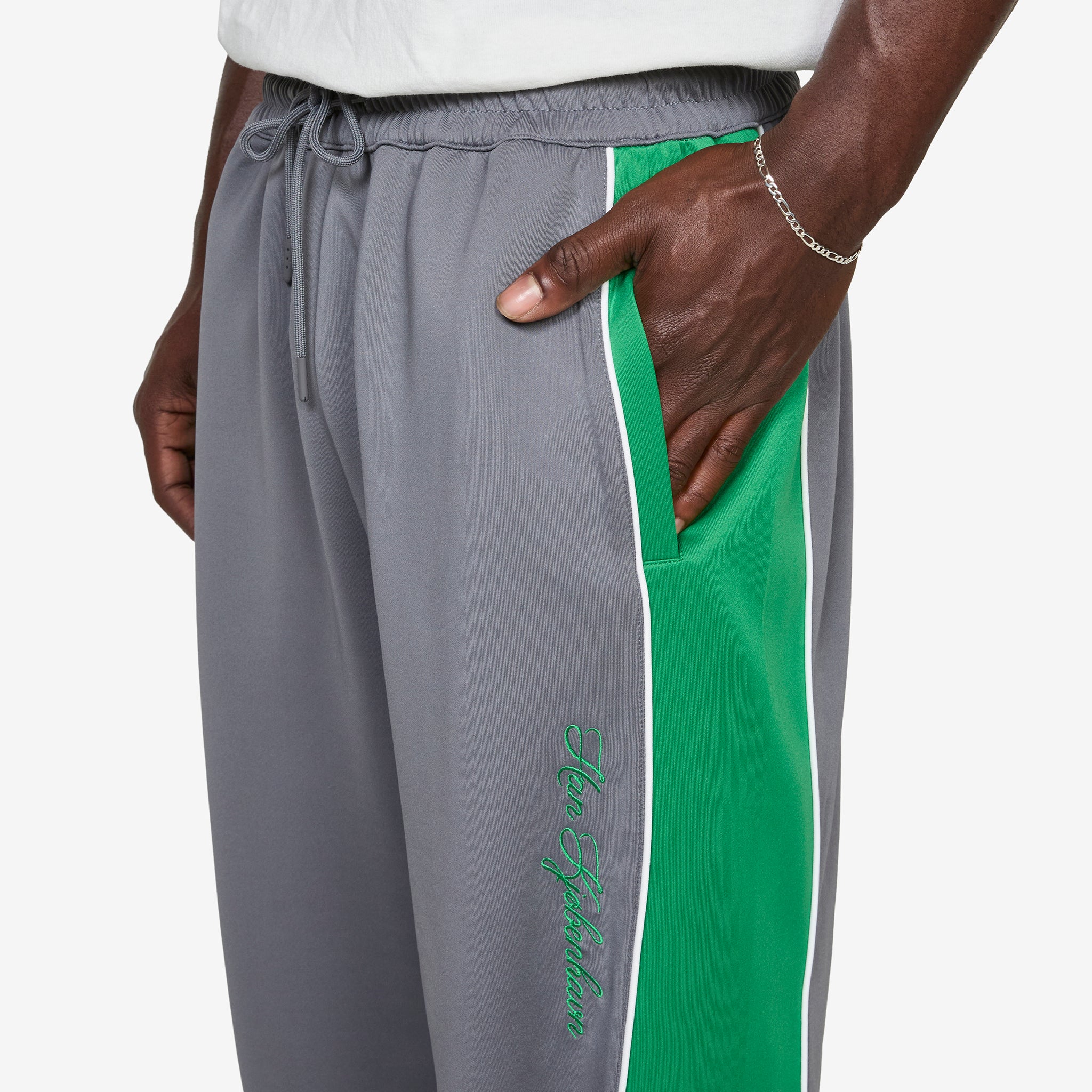 Training Track Trousers Grey | Vibrant Green - Image 3