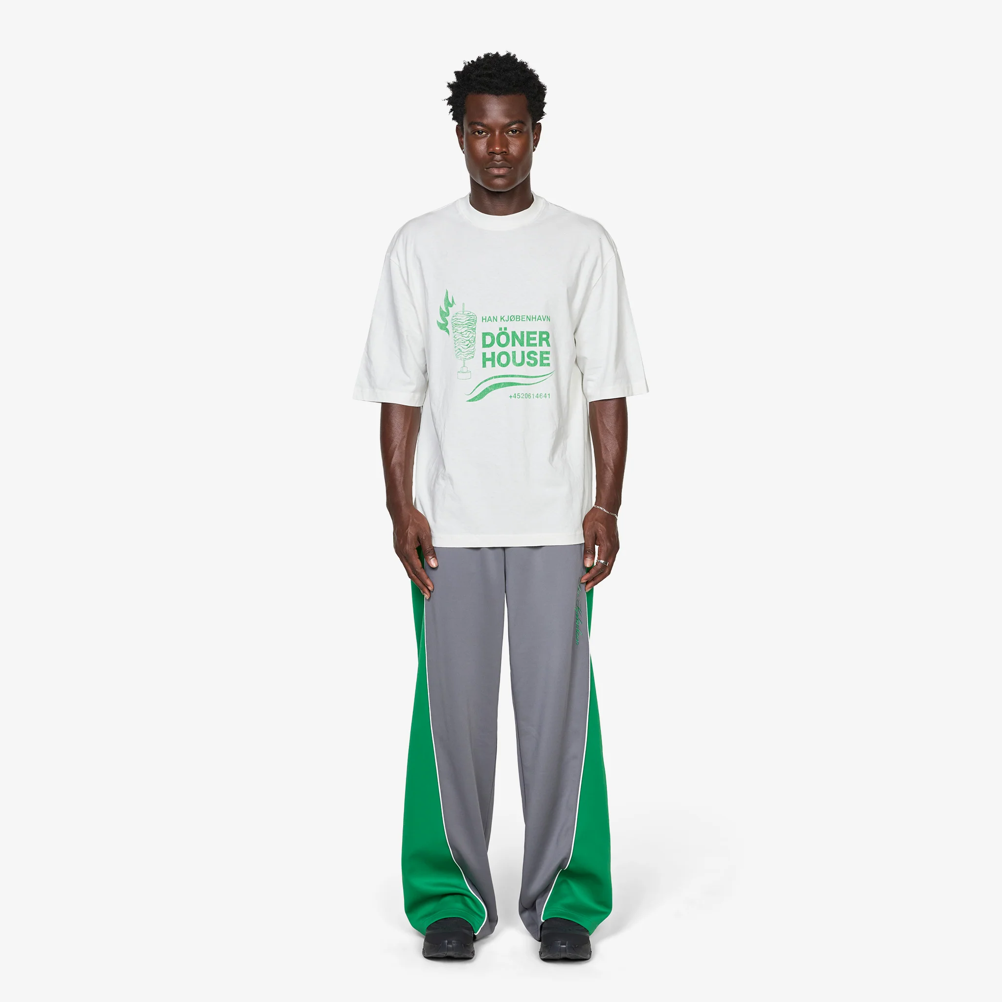 Training Track Trousers Grey | Vibrant Green - Image 4